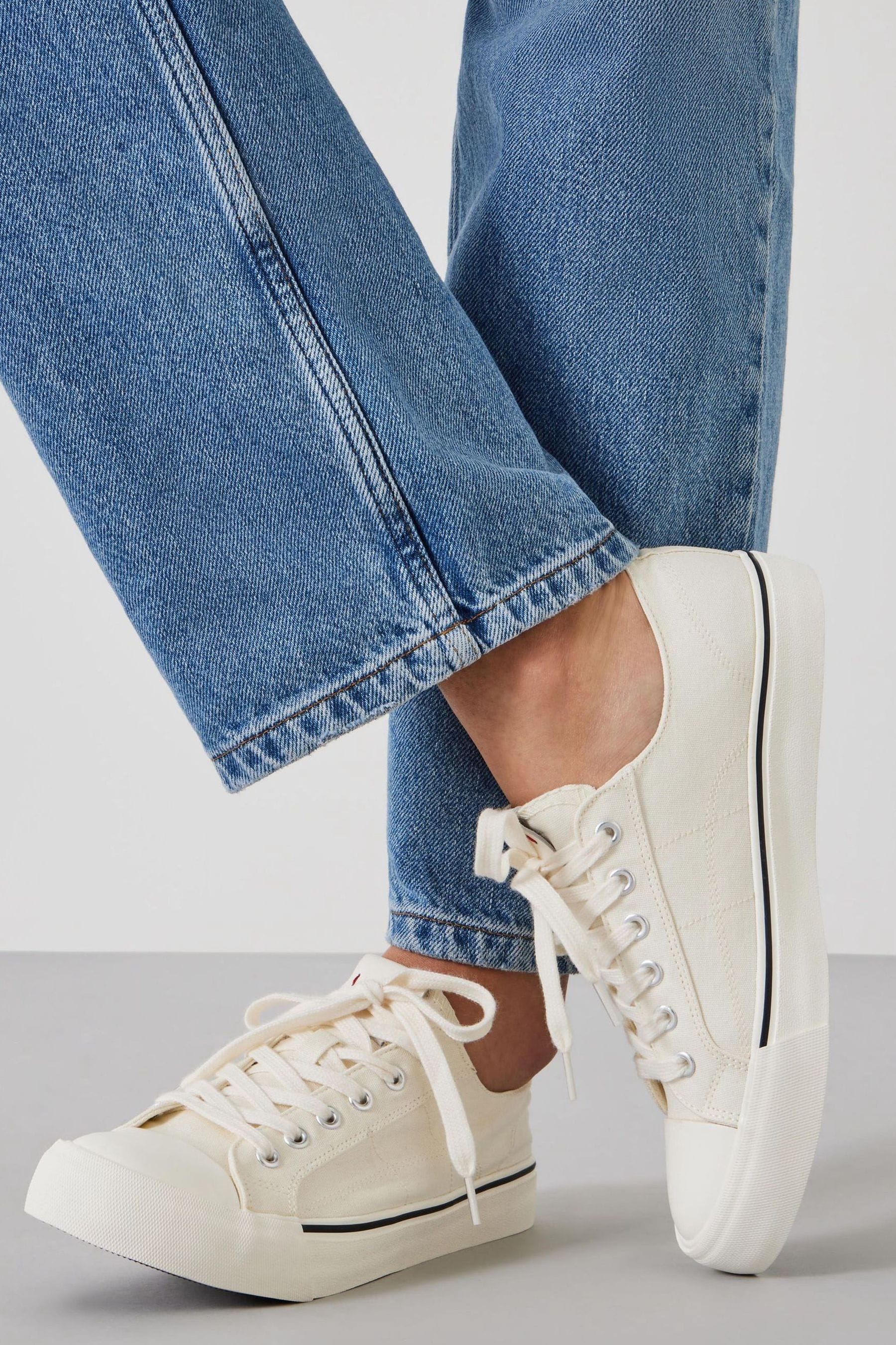 Cream canvas trainers sales