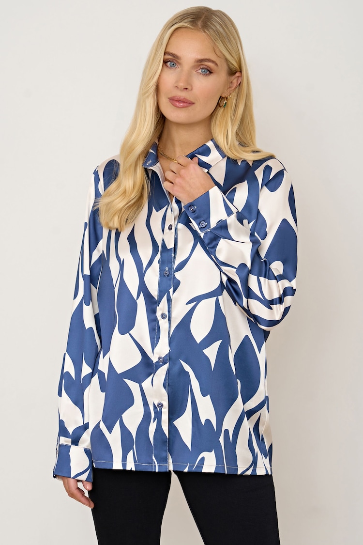 Society 8 Blue Delilah Geo Print Shirt - Image 1 of 4