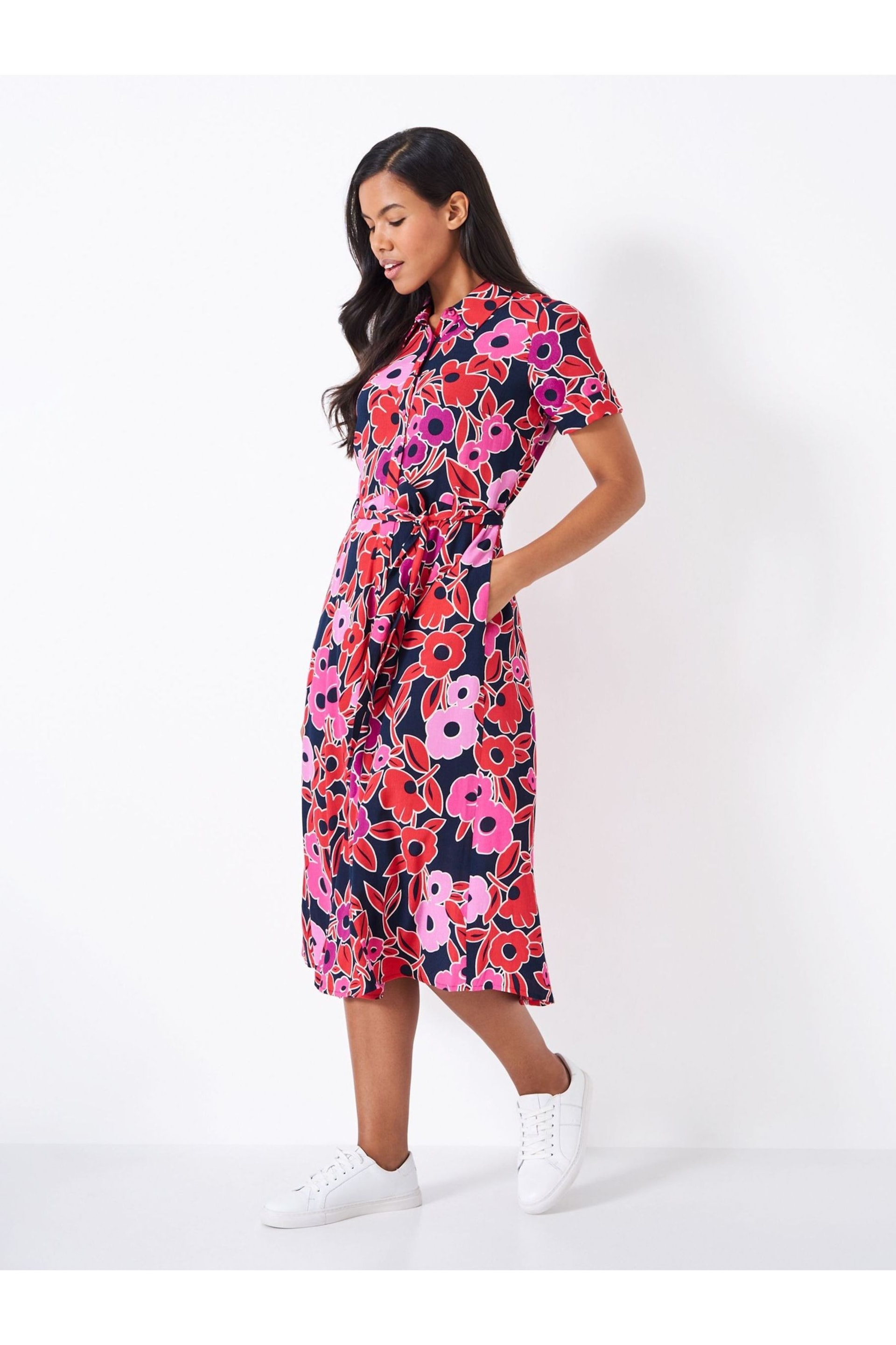 Crew Clothing Sienna Short Sleeve Floral Shirt Dress - Image 1 of 5