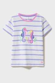 Crew Clothing Seahorse Sequin and Stripe Cotton T-Shirt - Image 1 of 3