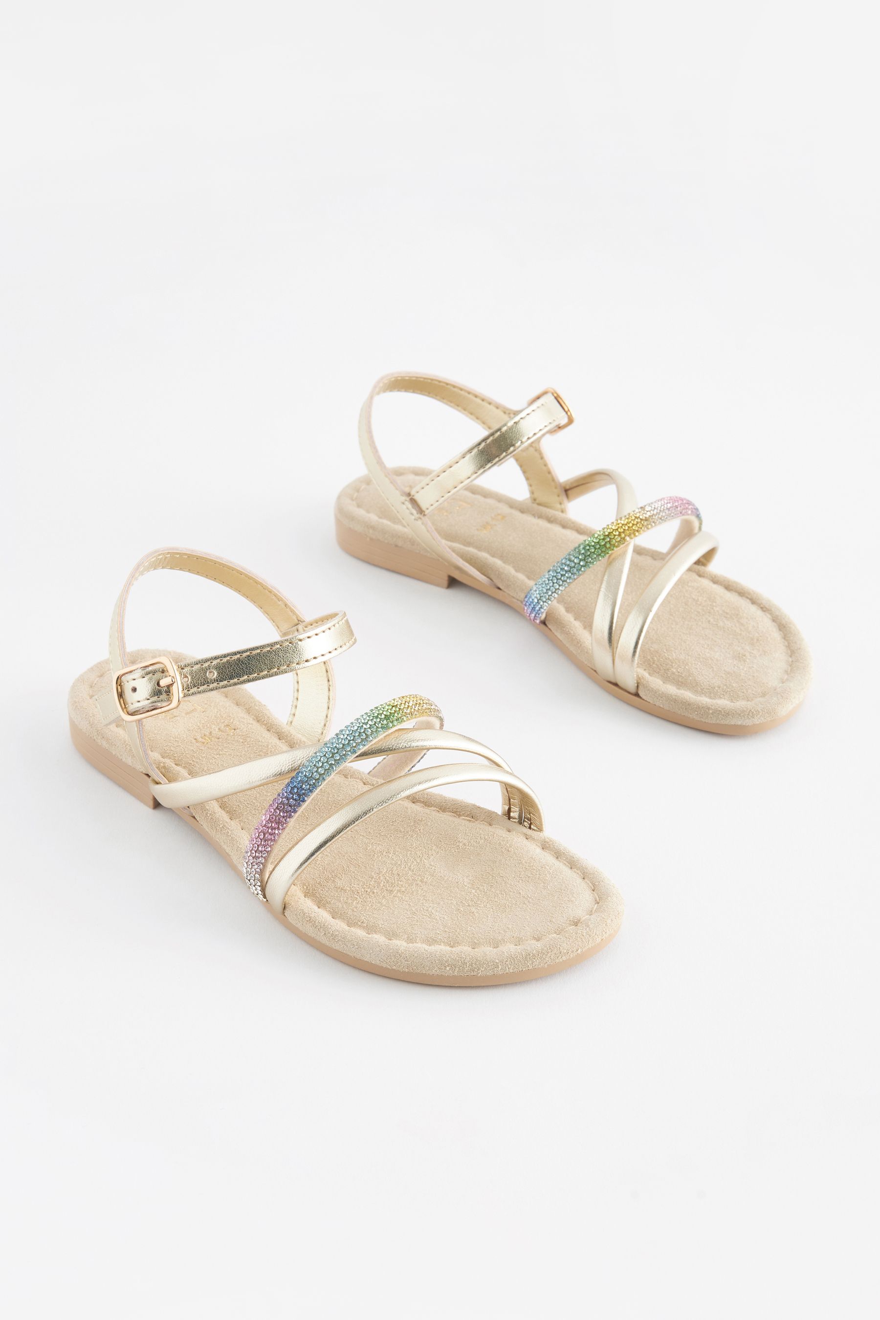 Strappy iridescent sandals on sale