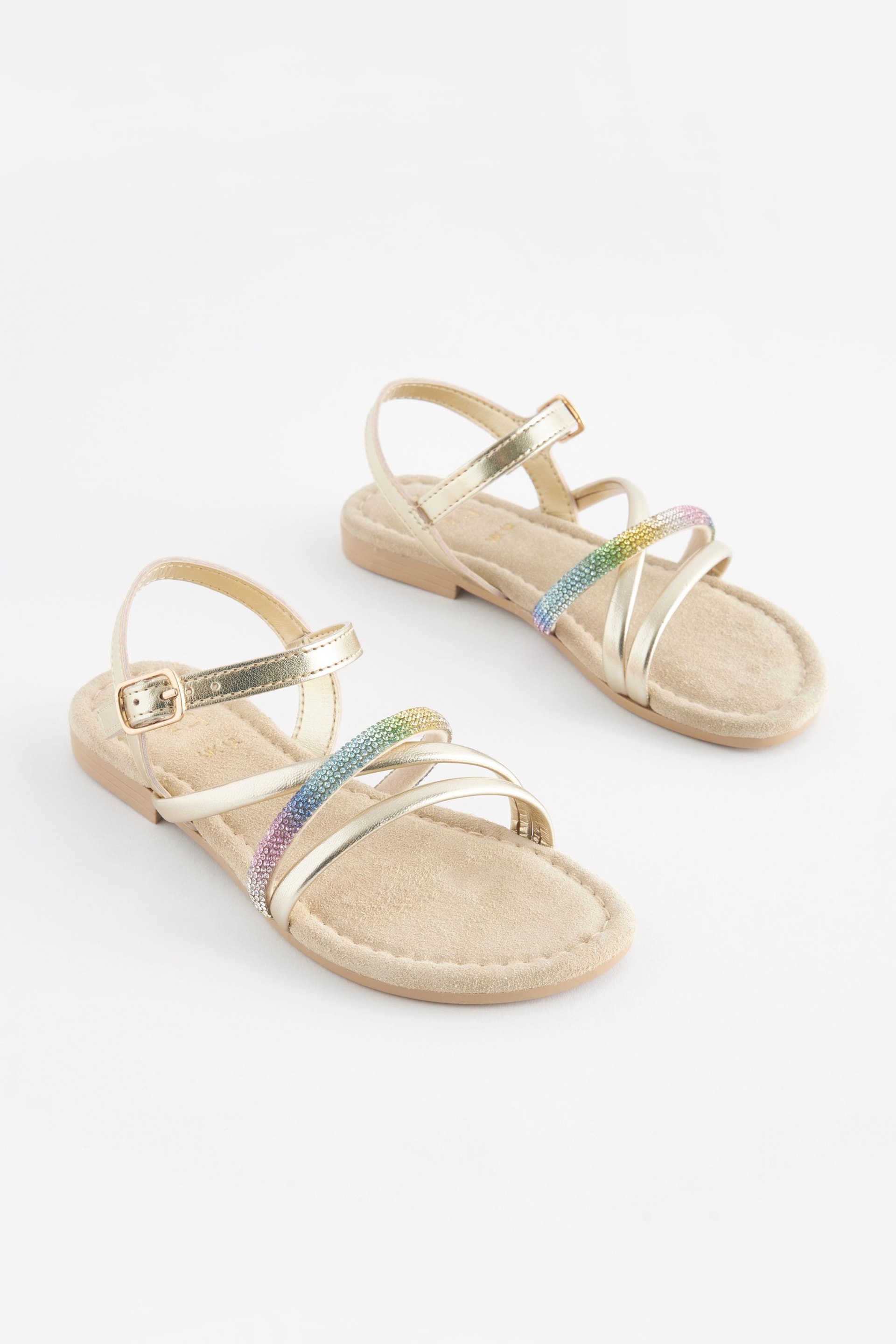 Gold Rainbow Strappy Occasion Sandals - Image 1 of 5