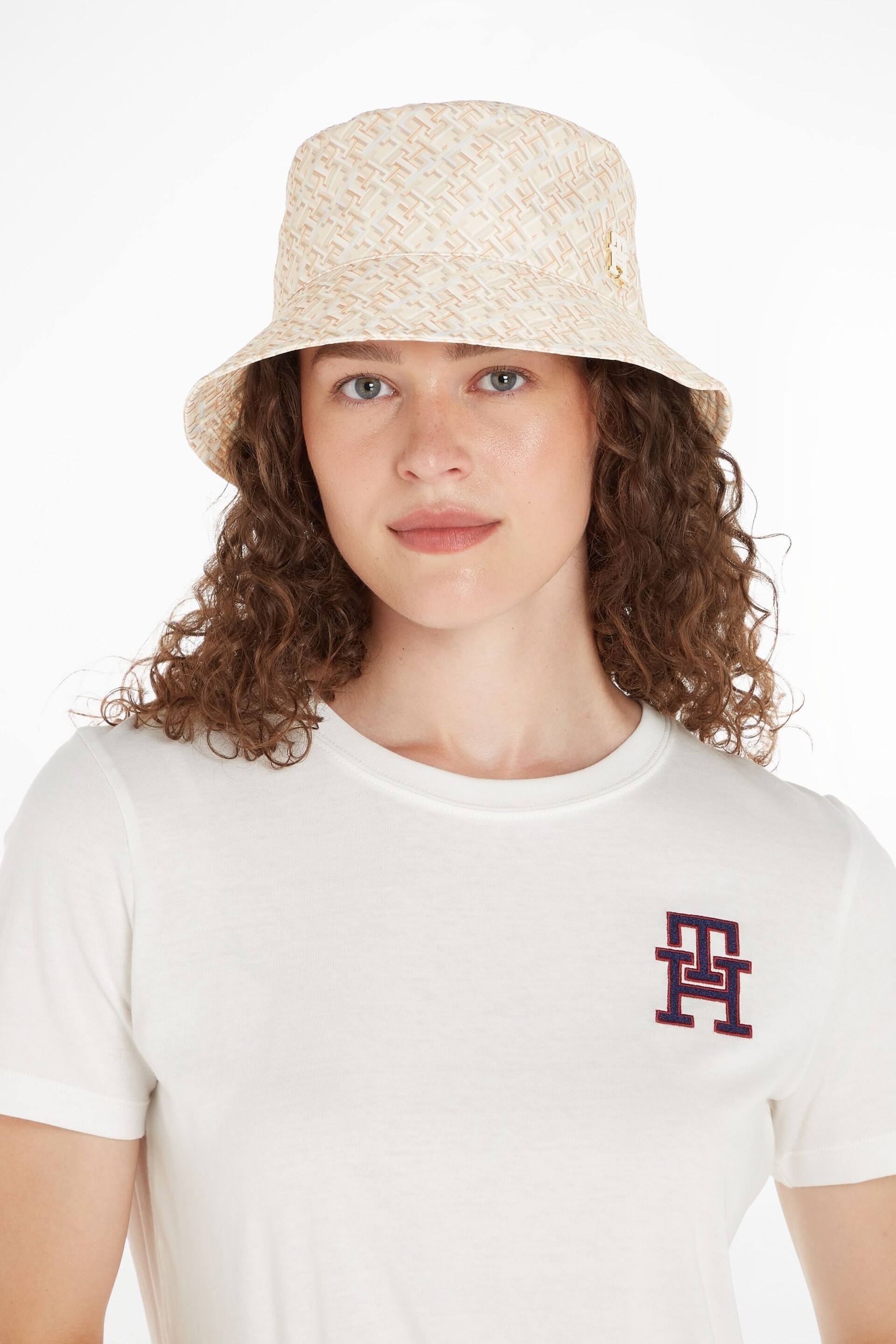 Tommy Hilfiger Cream Monogram Logo Bucket Hat - Image 3 of 3