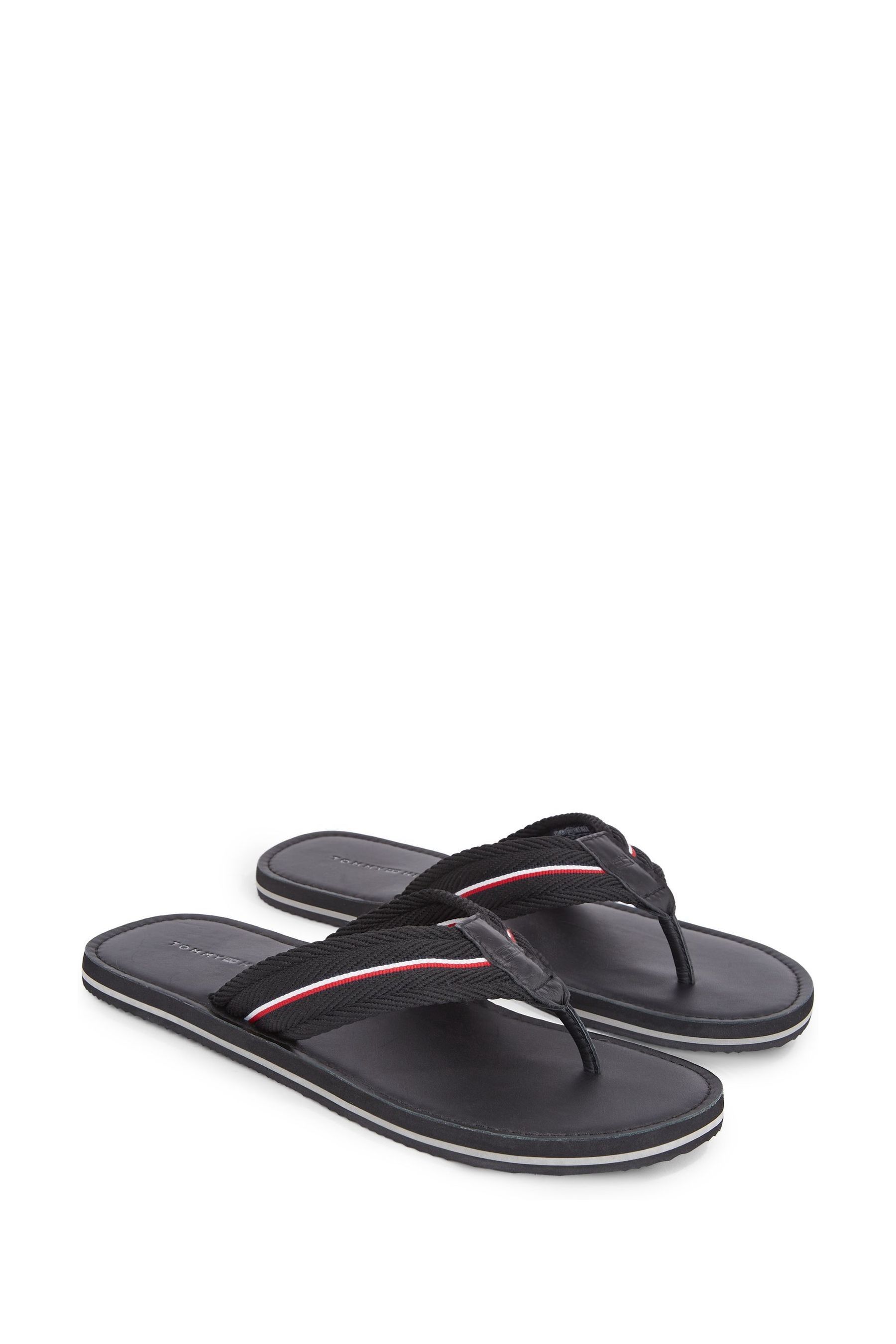 Buy Tommy Hilfiger Black Hilfiger Leather Beach Sandals from the Next UK online shop