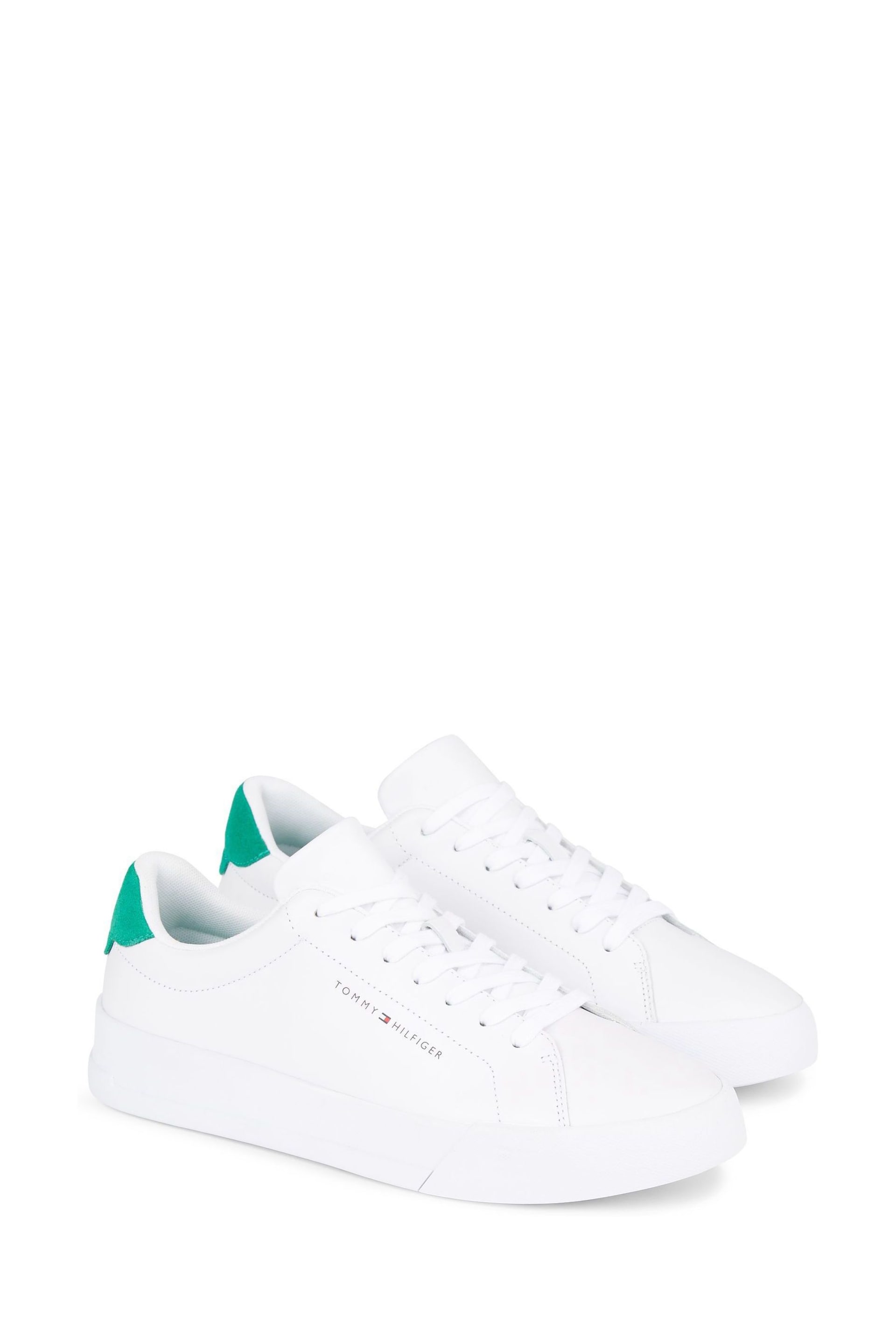 Tommy Hilfiger White Court Leather Sneakers - Image 2 of 4