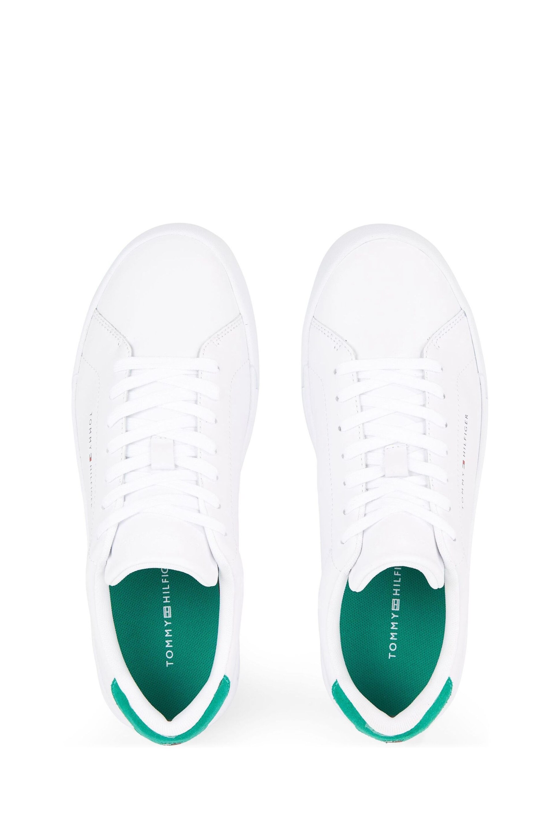 Tommy Hilfiger White Court Leather Sneakers - Image 3 of 4