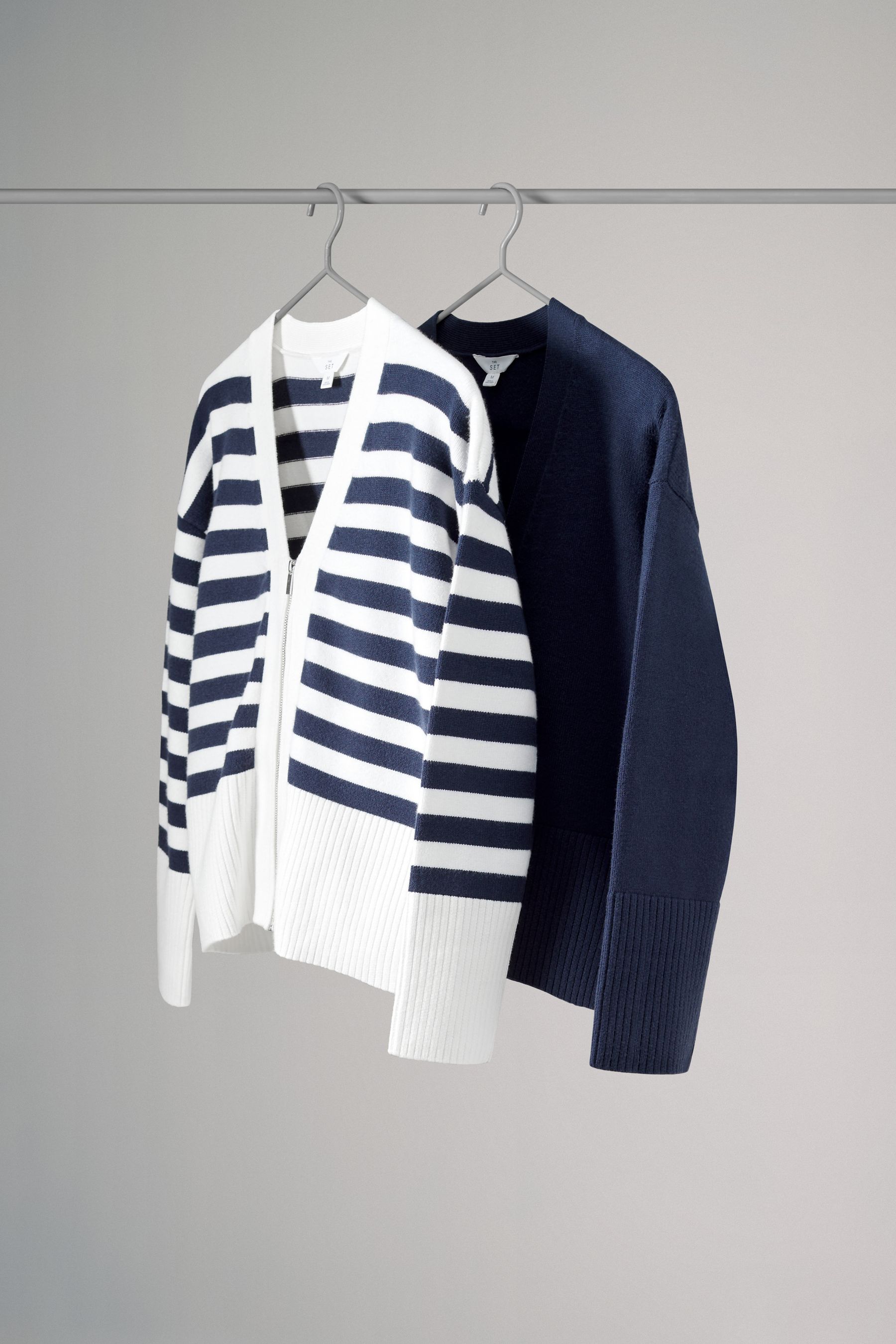 Buy The Set Navy White Stripe 2 Pack Zip Through Cardigans from the Next UK online shop
