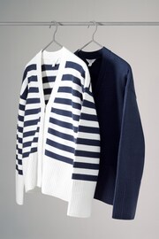 The Set Navy/White Stripe Zip Through Cardigans 2 Pack - Image 2 of 7