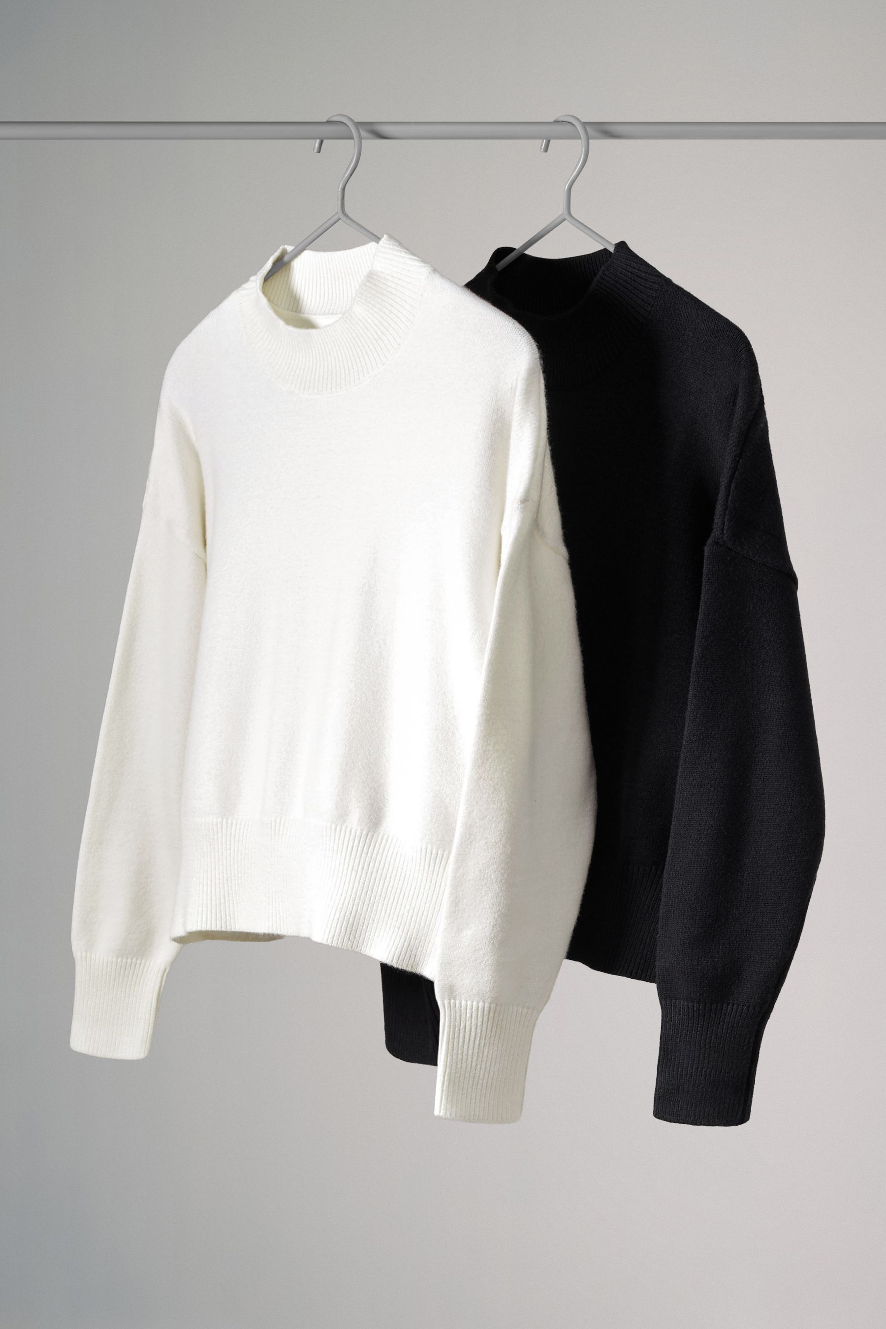 Buy The Set Black Cream 2 Pack Relaxed Turtleneck Jumpers from Next Luxembourg