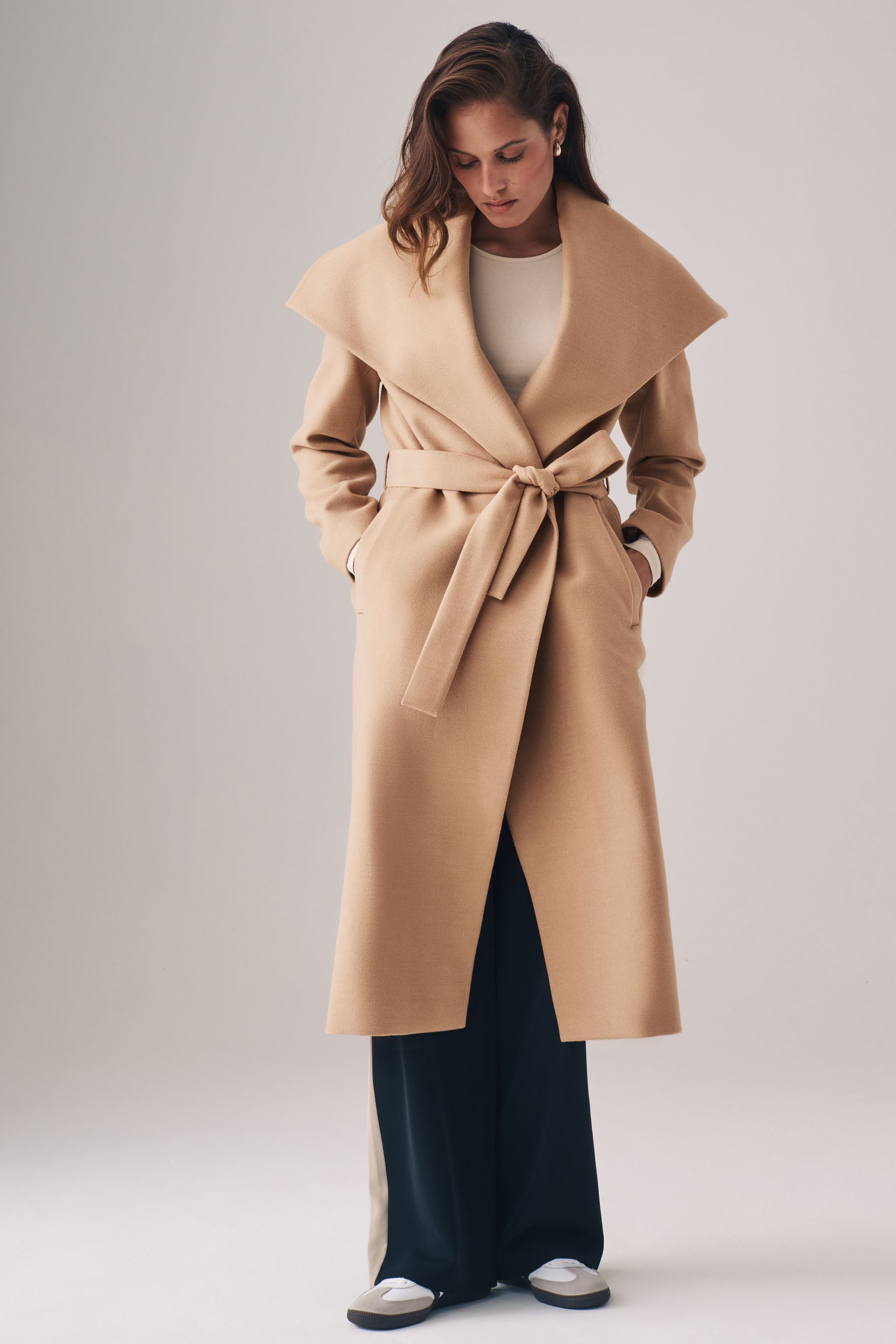 Buy The Set Camel Belted Wrap Coat from Next Luxembourg