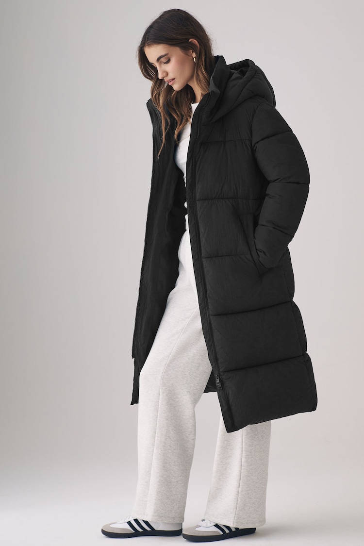 The Set Black Hooded Longline Puffer Coat - Image 1 of 5