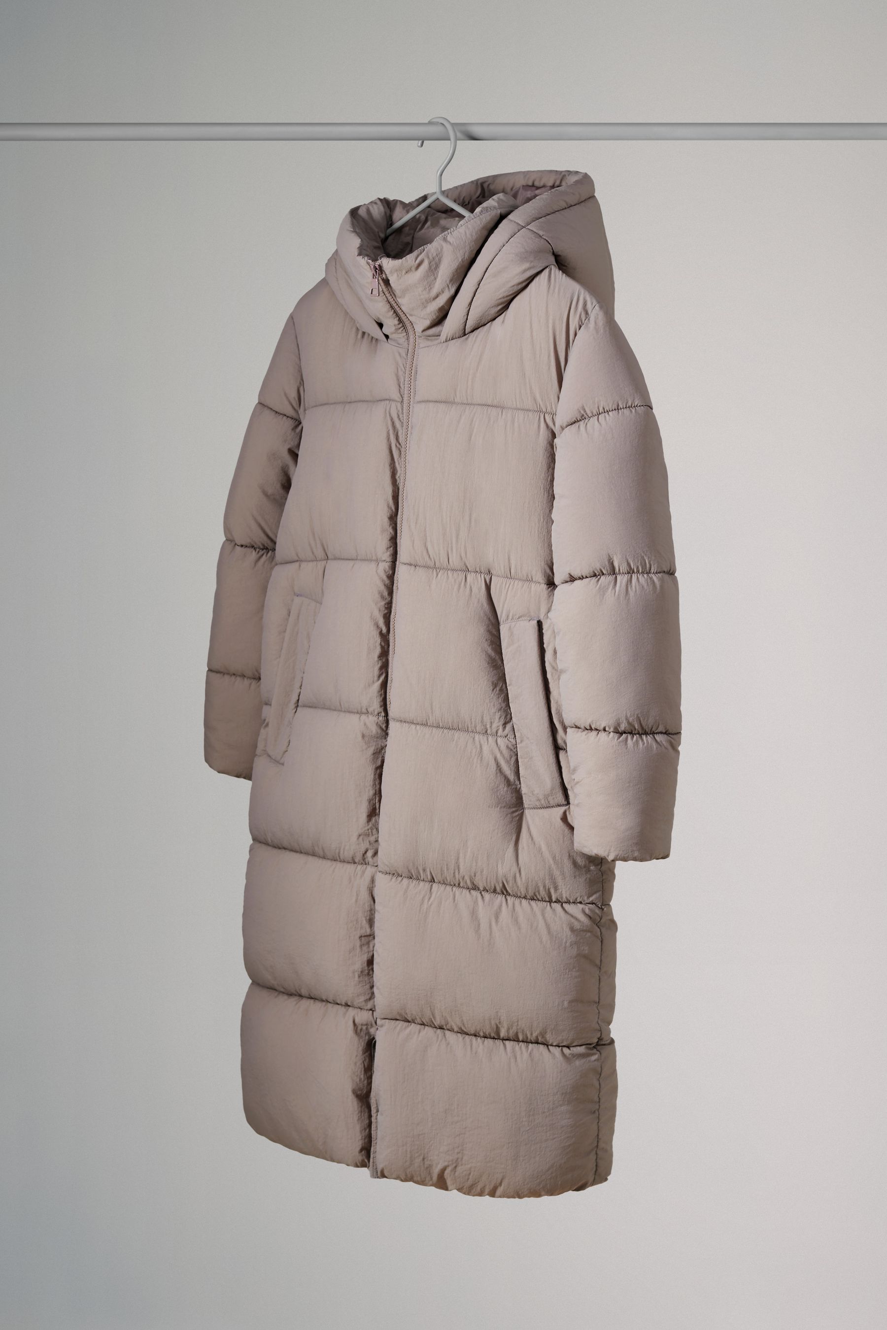 Buy The Set Neutral Hooded Longline Padded Coat from Next Oman
