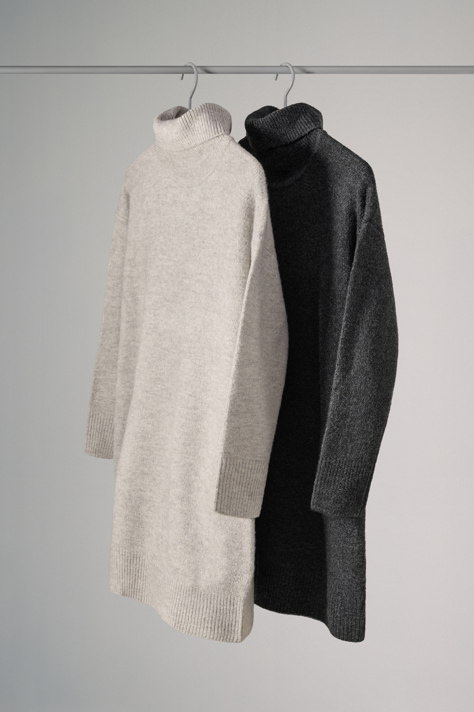 Buy The Set Charcoal Grey Mink 2 Pack Roll Neck Dresses from the Next UK online shop