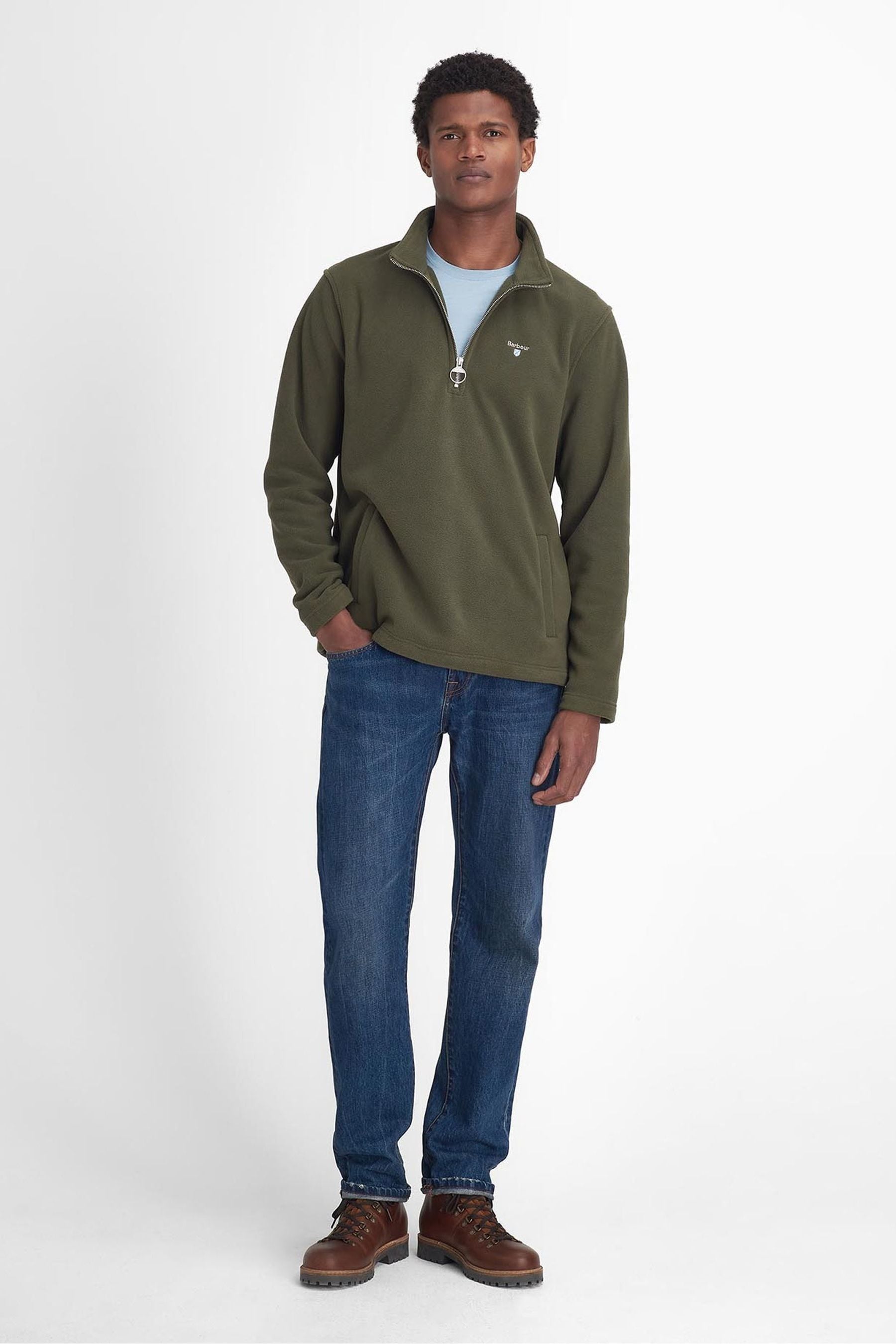 Buy Barbour Olive Green Half Zip Essentials Fleece from Next Ireland