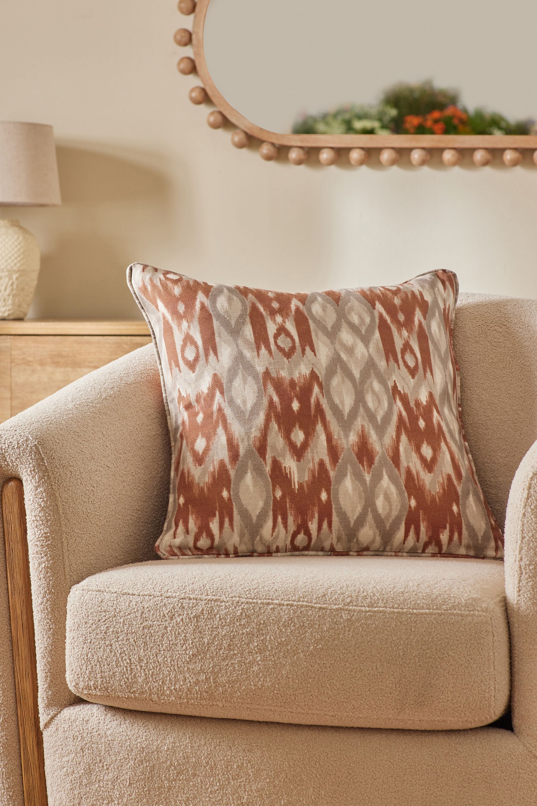 Buy Rust Brown 50 x 50cm Dry Ikat Print Cushion from Next Luxembourg