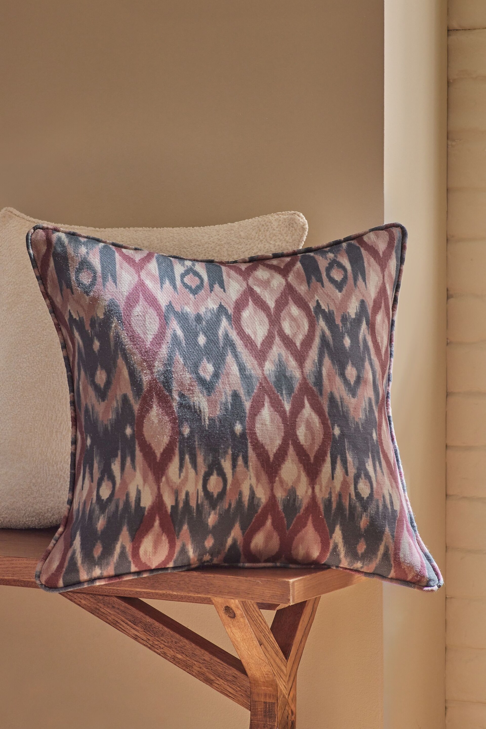 Purple 50 x 50cm Dry Ikat Print Cushion - Image 1 of 1