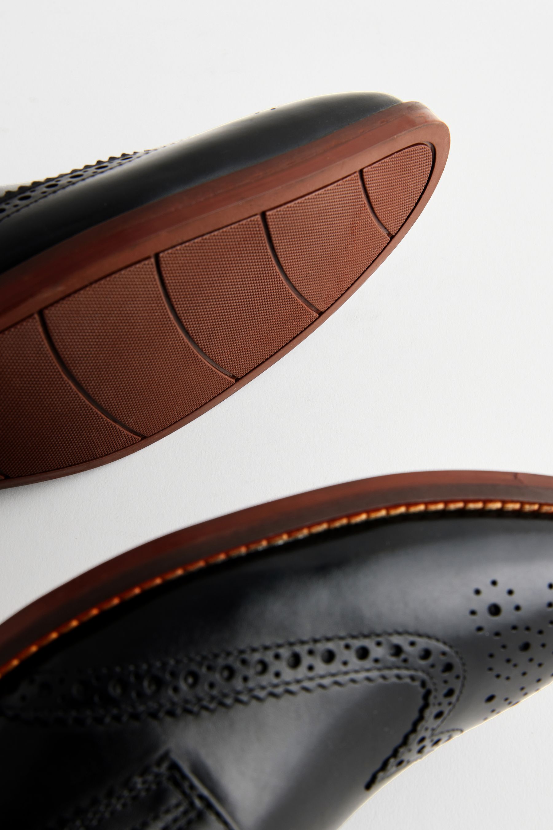 Black leather brogue boots deals