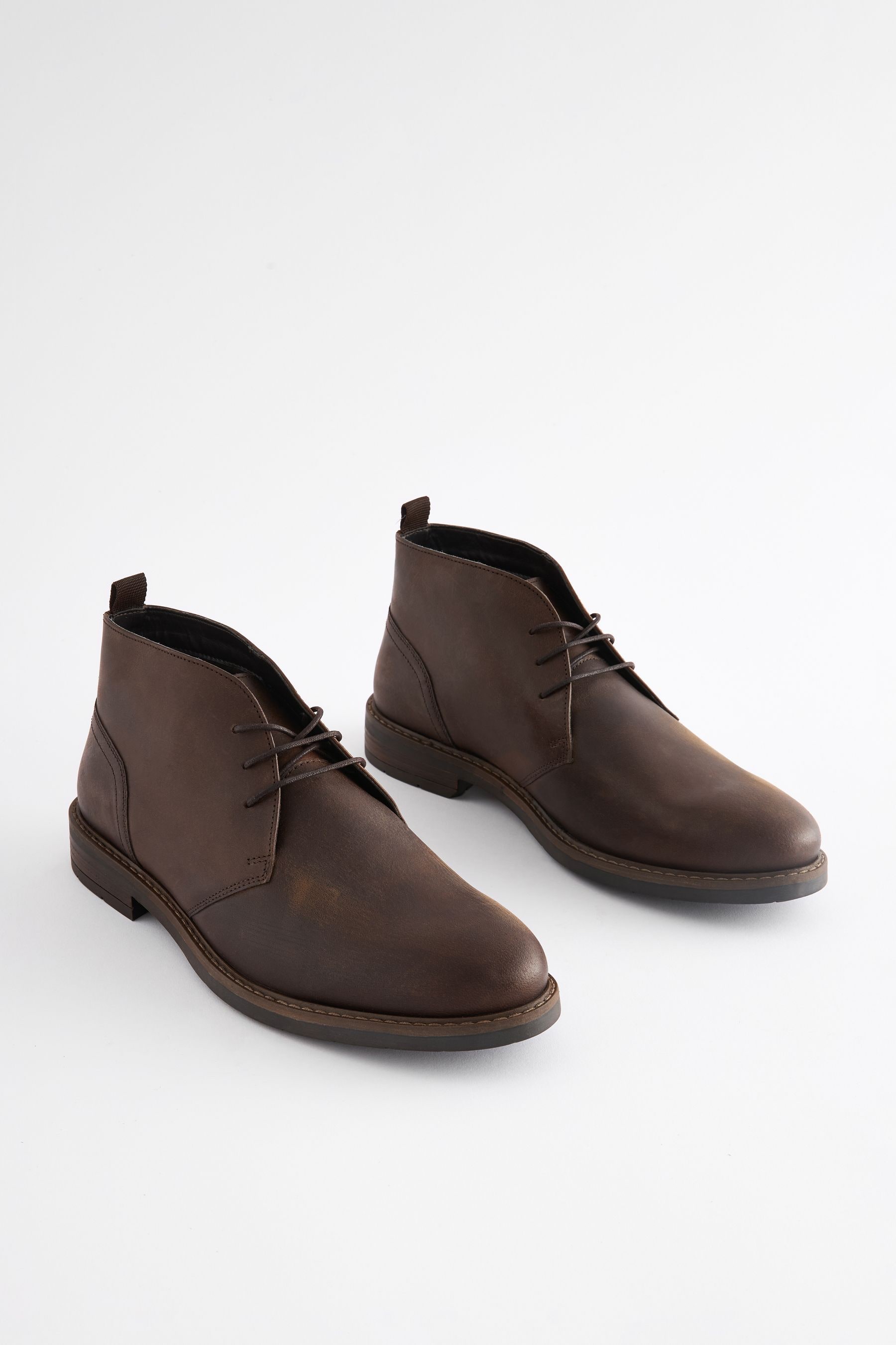 Brown Waxy Leather Chukka Boots