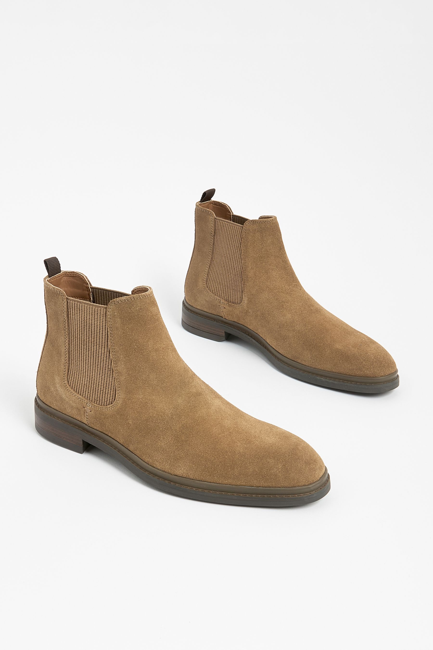 Stone Suede Chelsea Boots