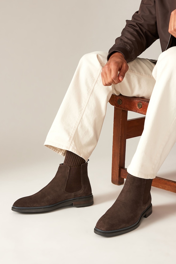 Brown Suede Chelsea Boots - Image 1 of 6