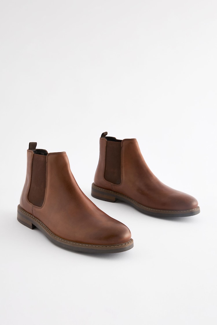 Коричневий - Waxy Leather Chelsea Boots - Image 2 of 6