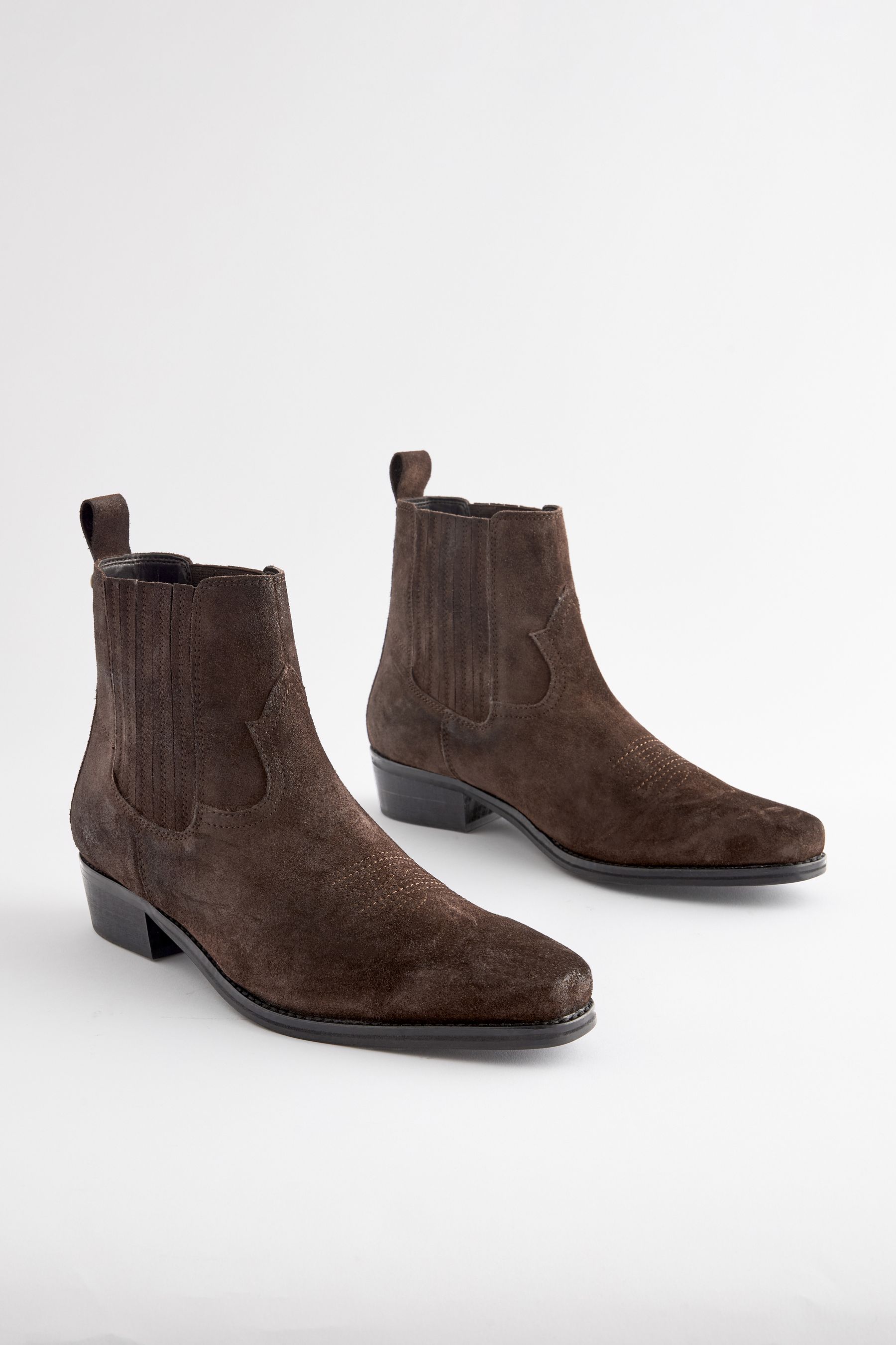 Braun Bearbeiten Western Chelsea Stiefel aus Leder