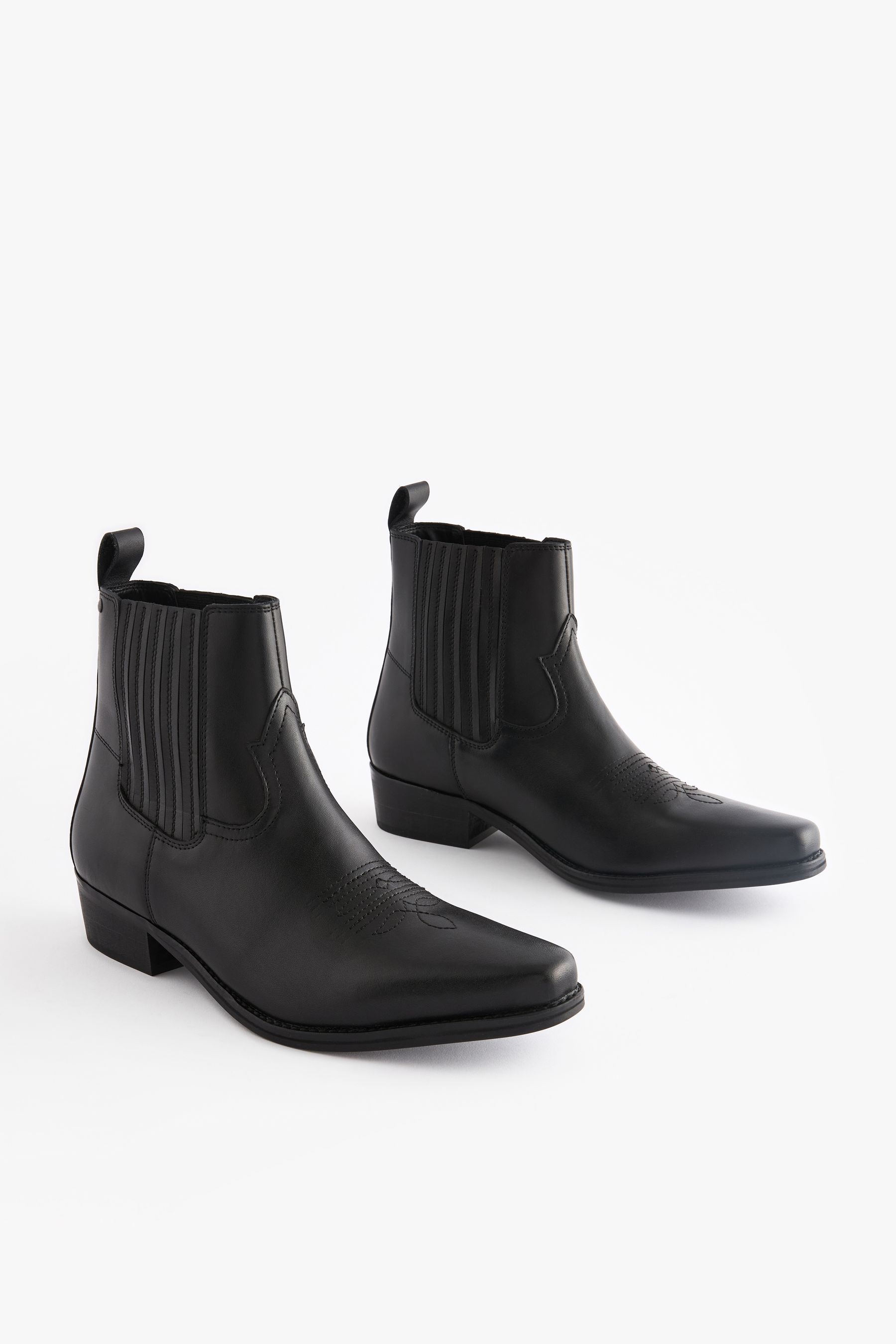 Buy Black Edit Leather Western Chelsea Boots from Next Canada