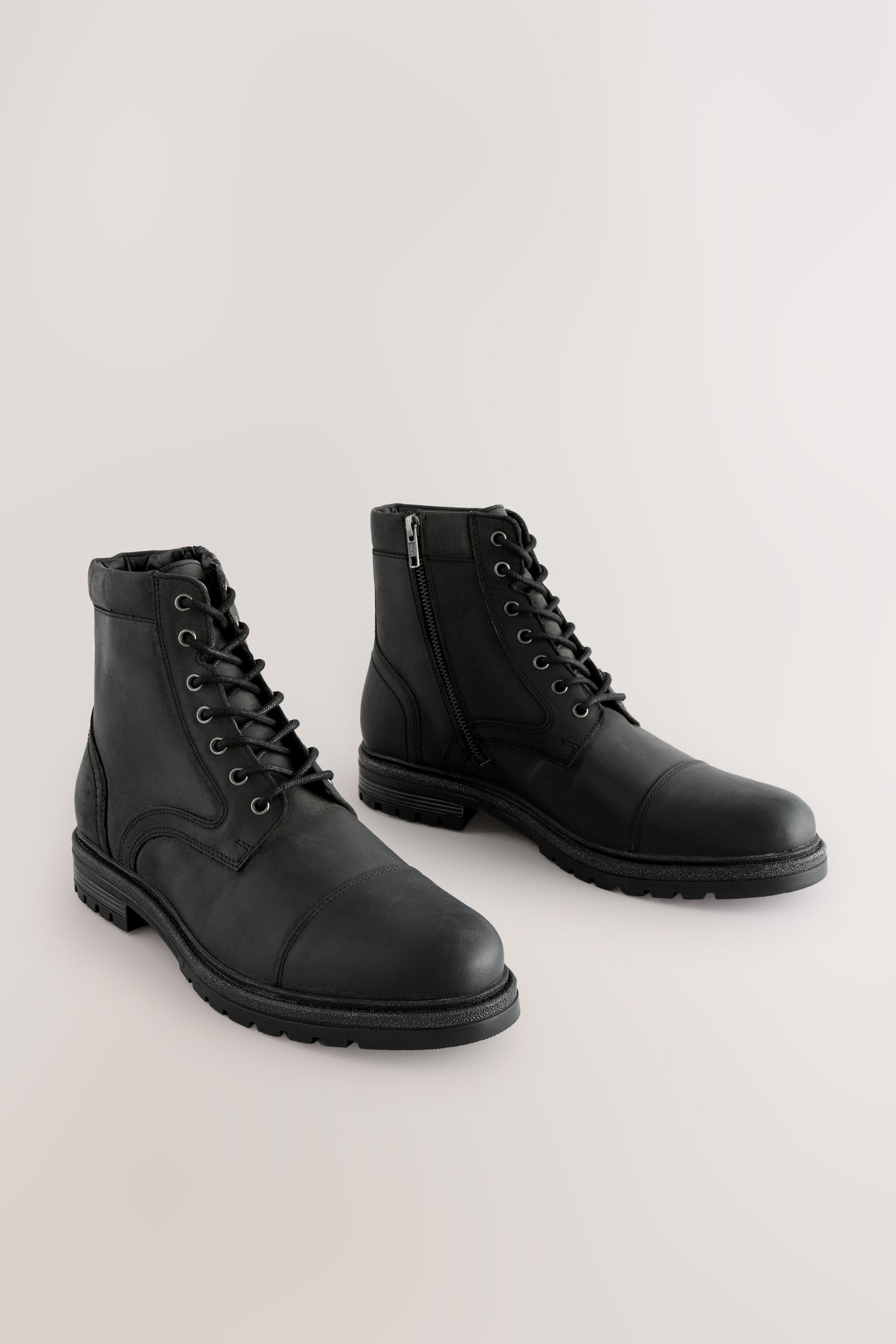 NEXT Black Leather Toe Cap Boots uk7eu41 Mens