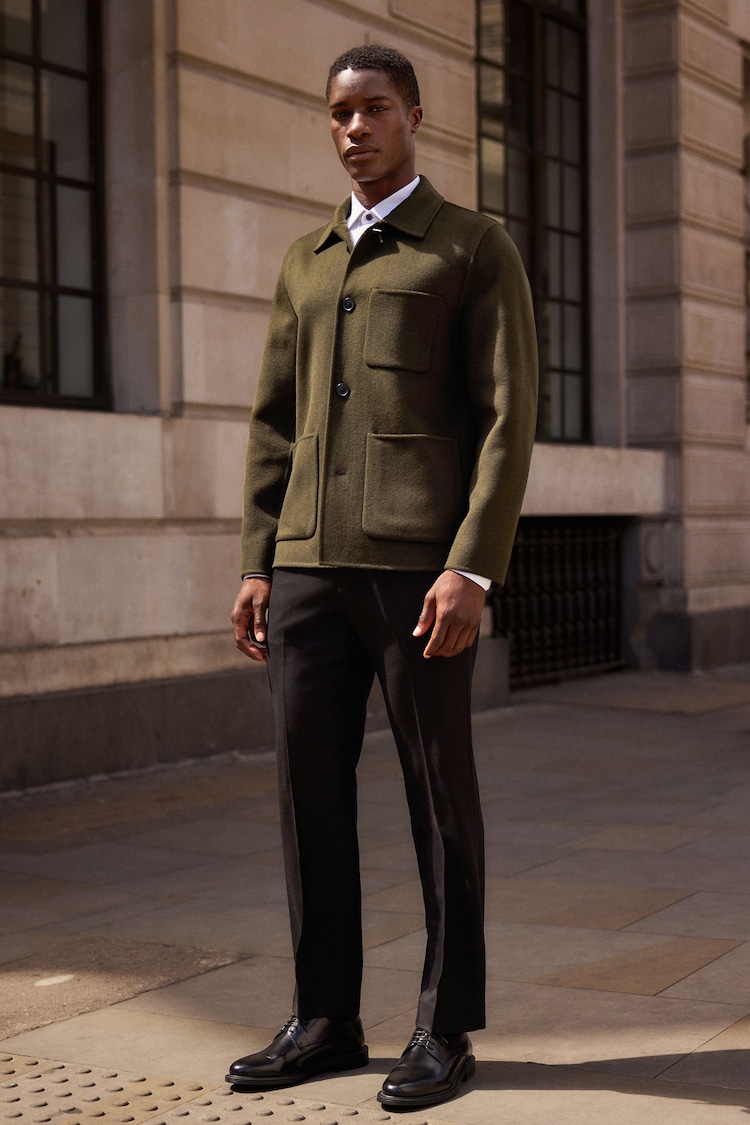 Khaki Green Premium Soft Touch Wool Rich Shacket - Image 2 of 9