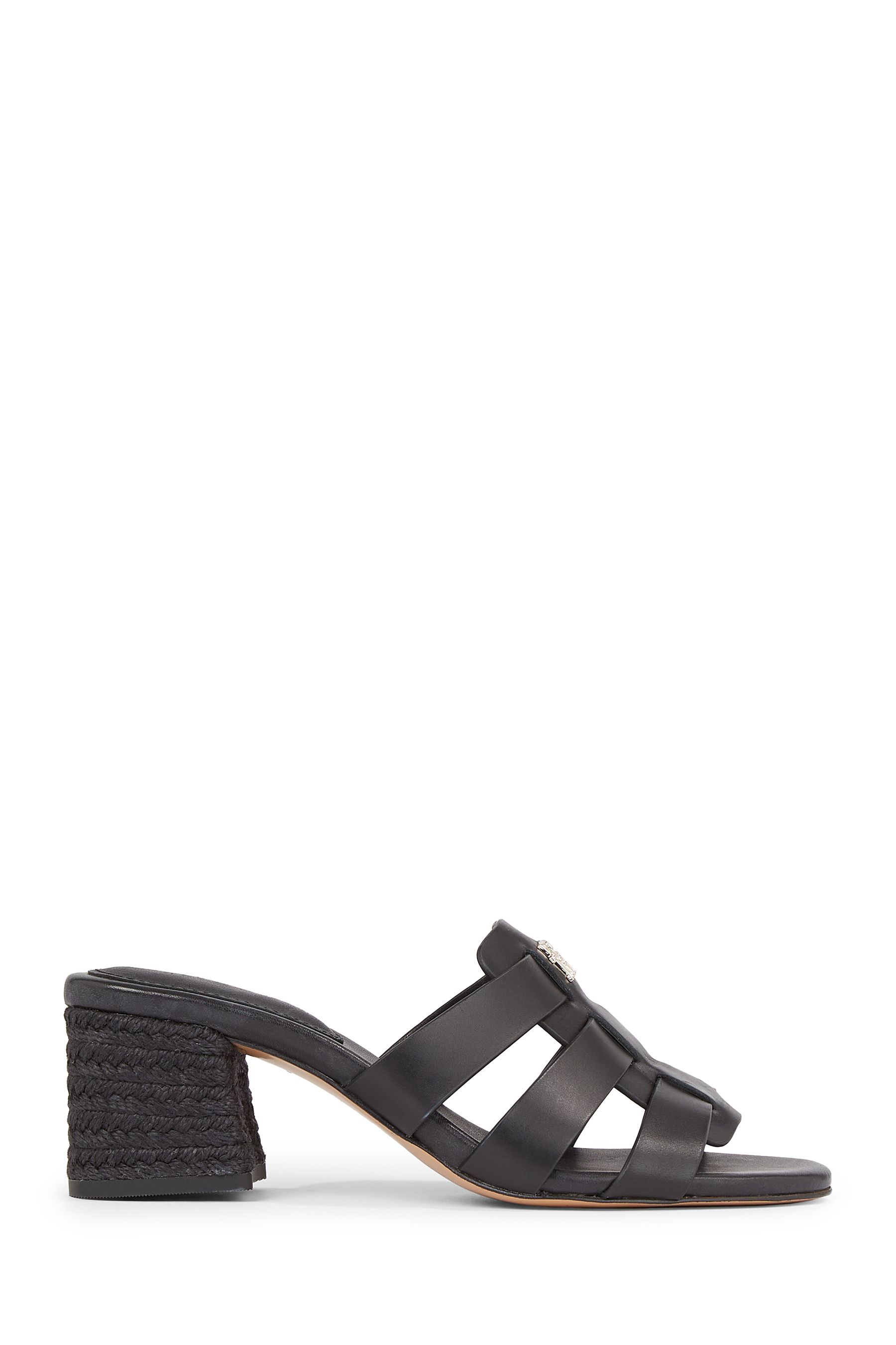 Tommy Hilfiger Black Block Mid Heel Sandals