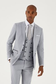 Skopes Brook Silver Grey Check Tailored Fit Suit Jacket - Image 1 of 4
