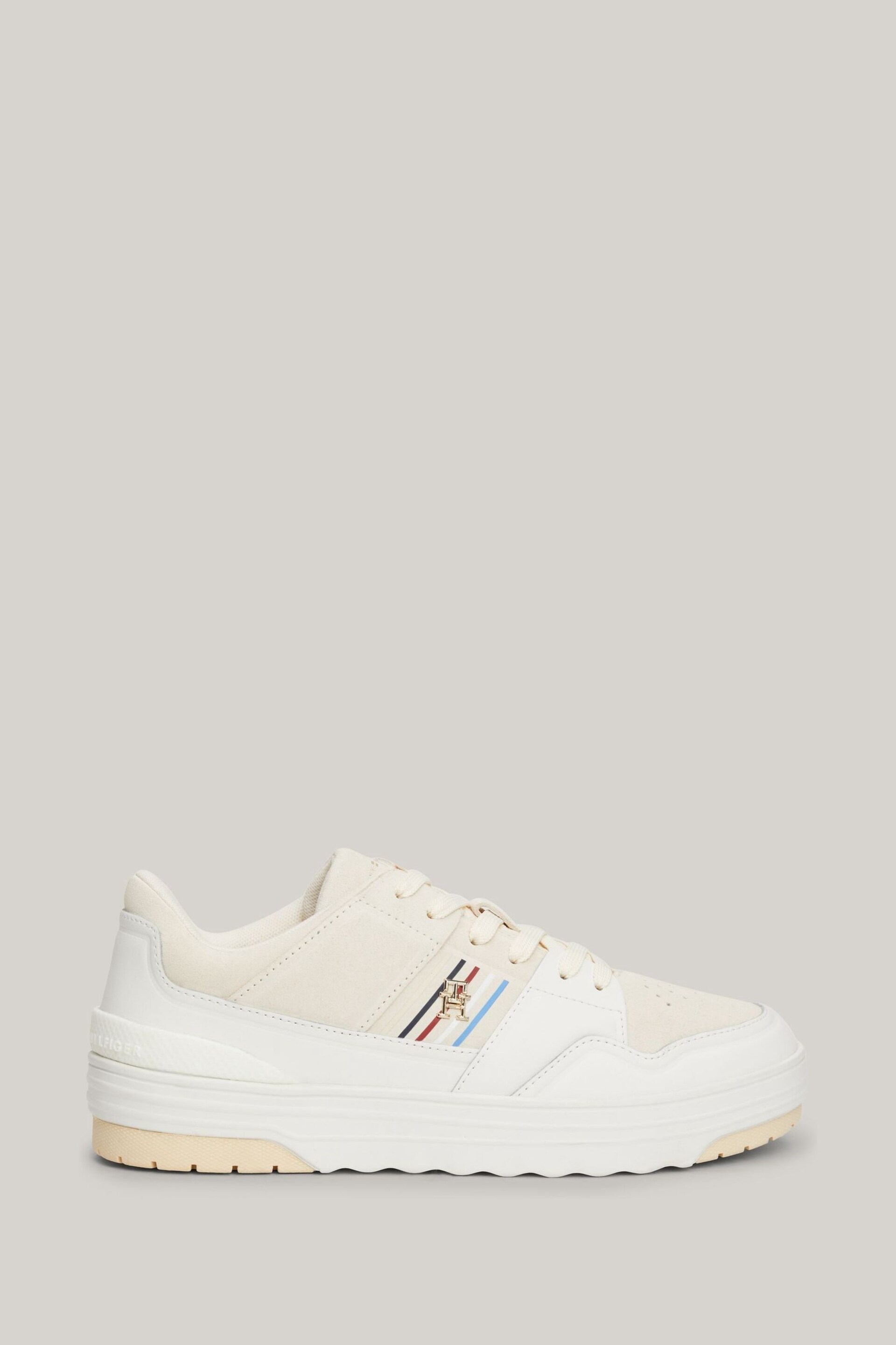 Tommy Hilfiger Cream Suede Stripes Low Top Sneakers - Image 1 of 6