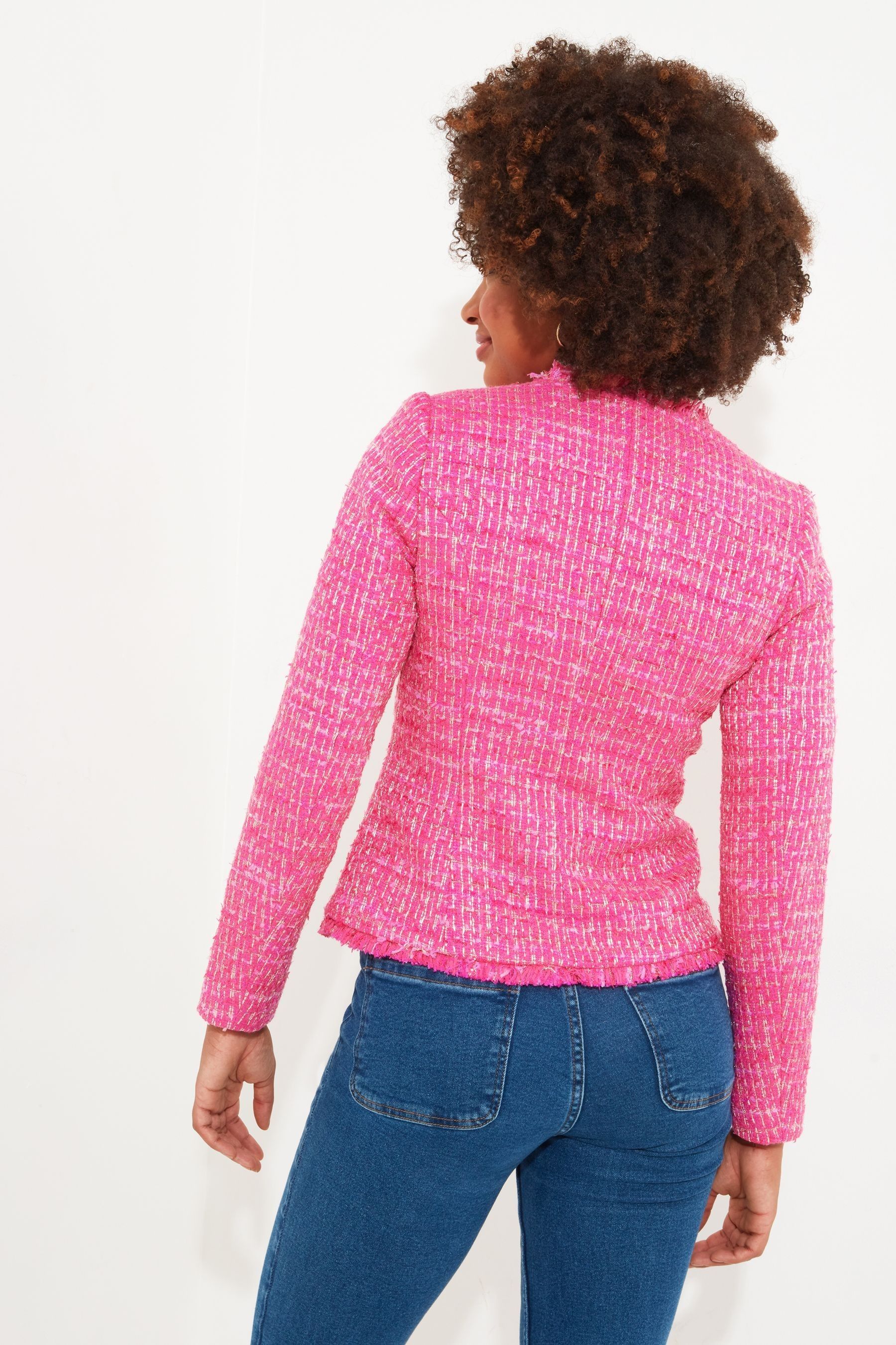 Buy Joe Browns Pink Textured Tweed Collarless Jacket from Next Luxembourg