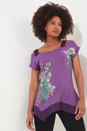 Joe Browns Purple Peacock Graphic Jersey Top - Image 1 of 5