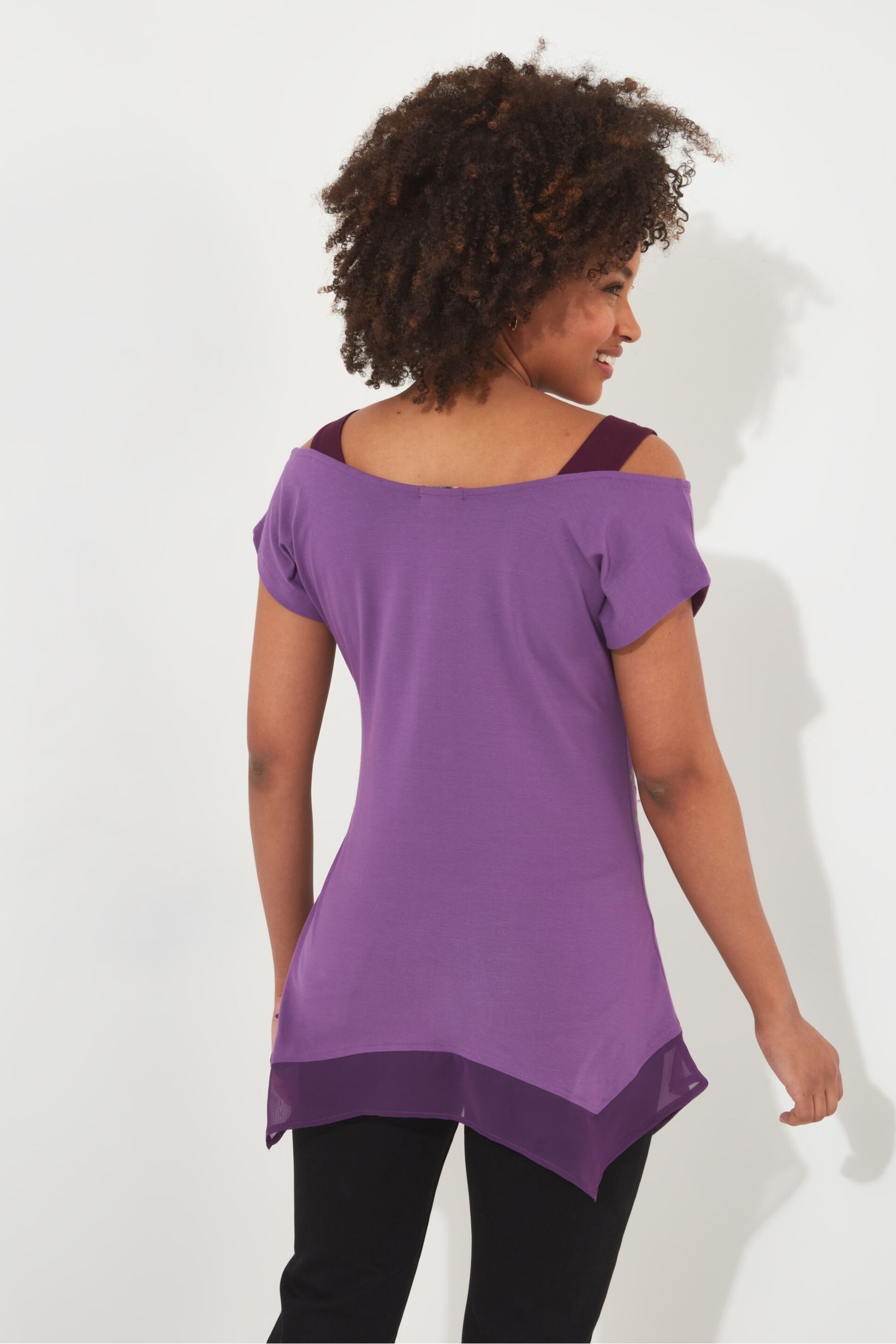 Joe Browns Purple Peacock Graphic Jersey Top - Image 2 of 5