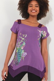 Joe Browns Purple Peacock Graphic Jersey Top - Image 3 of 5