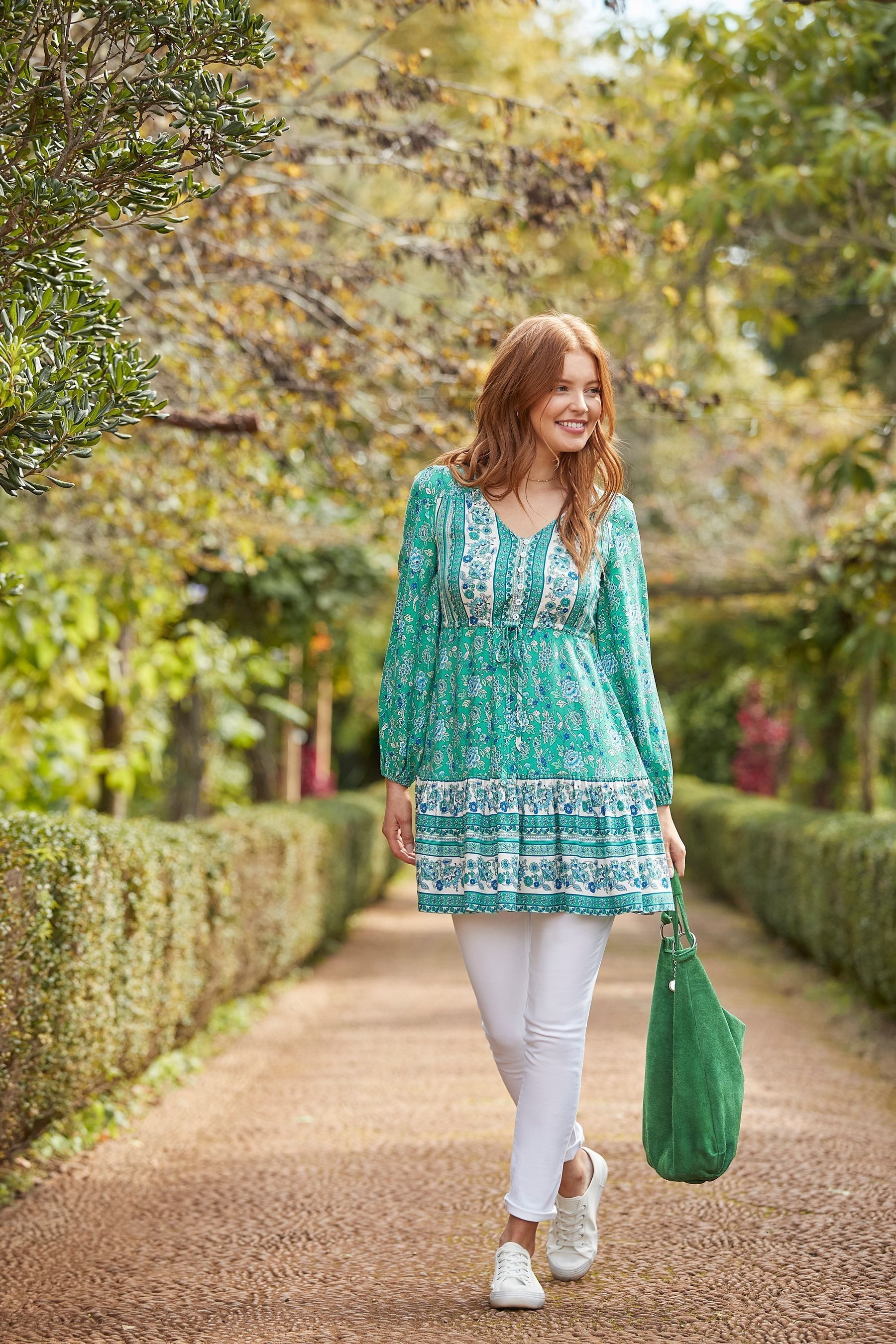 Buy Joe Browns Green Border Print Tie Waist Mini Dress from Next Luxembourg
