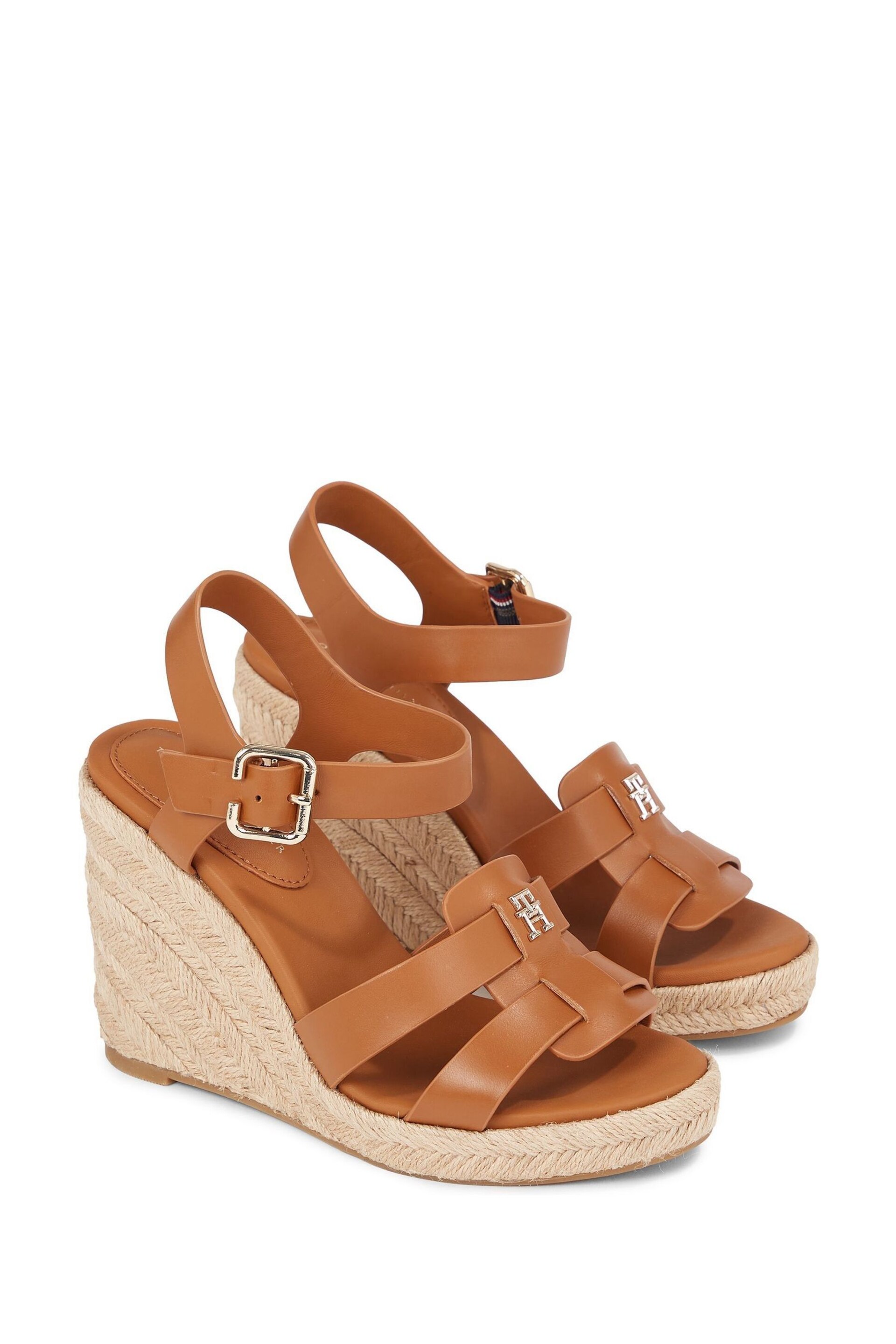 Tommy Hilfiger Brown Espadrille High Wedges - Image 3 of 4