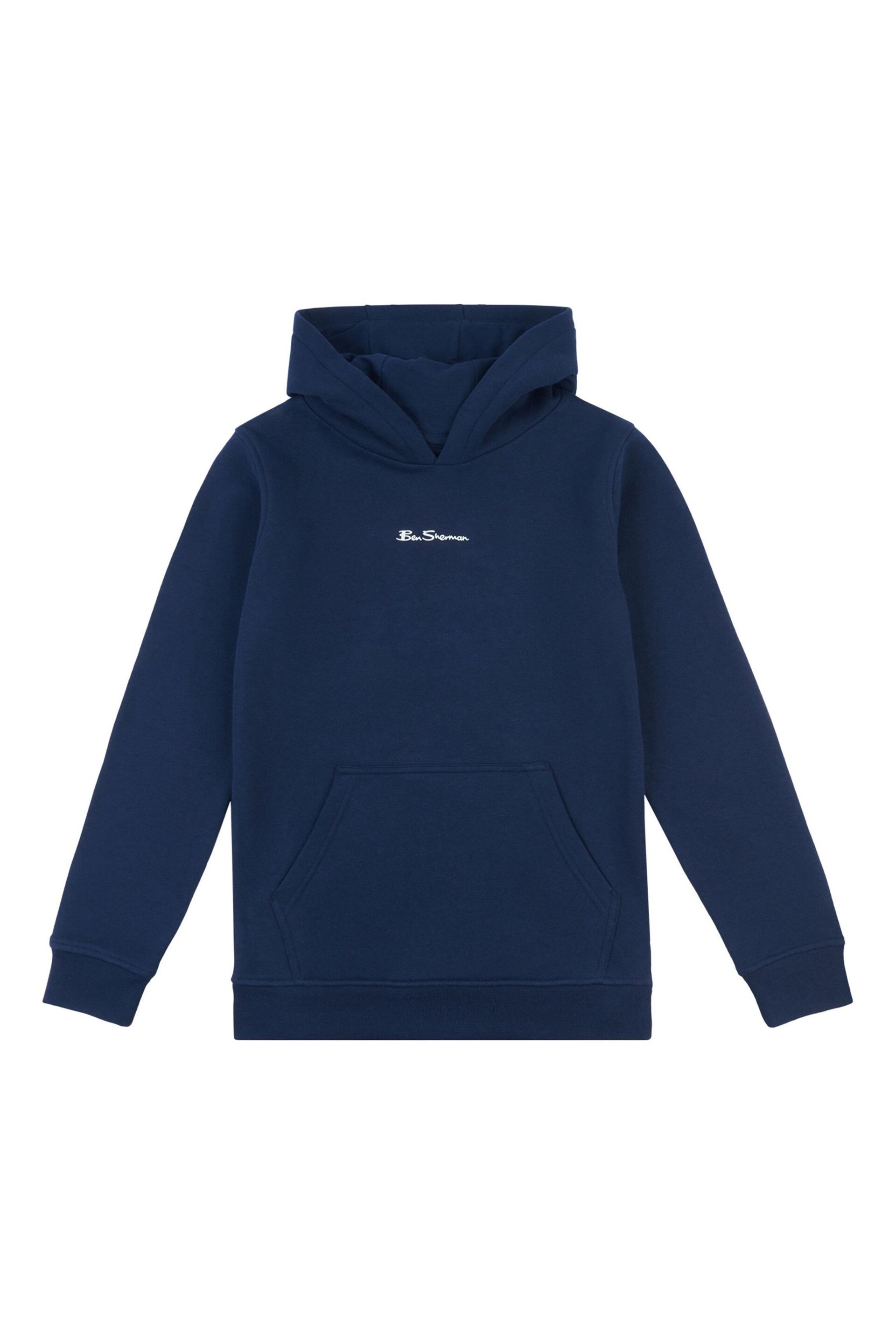 Ben Sherman Small Boys Blue Script Hoodie - Image 1 of 3