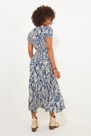 Joe Browns Blue Fern Print Crinkle Midi Dress - Image 2 of 5