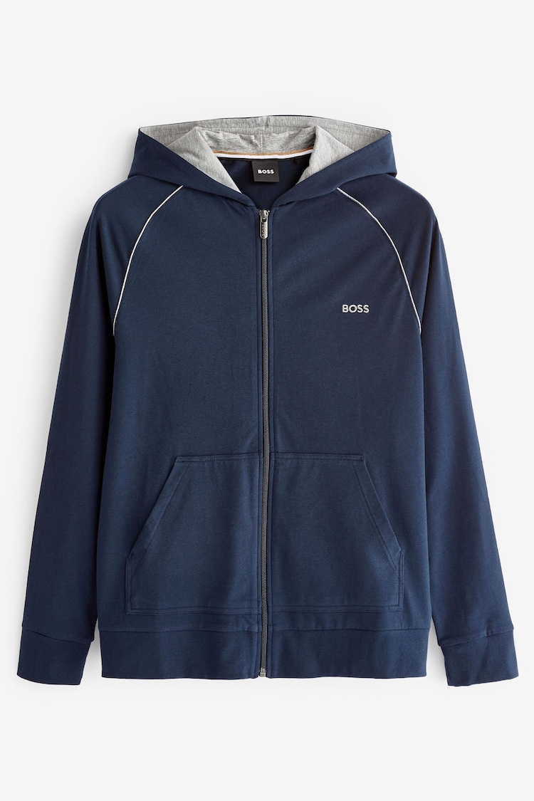 BOSS Dark Blue Mix & Match Slim Fit Stretch Cotton Hoodie - Image 5 of 5