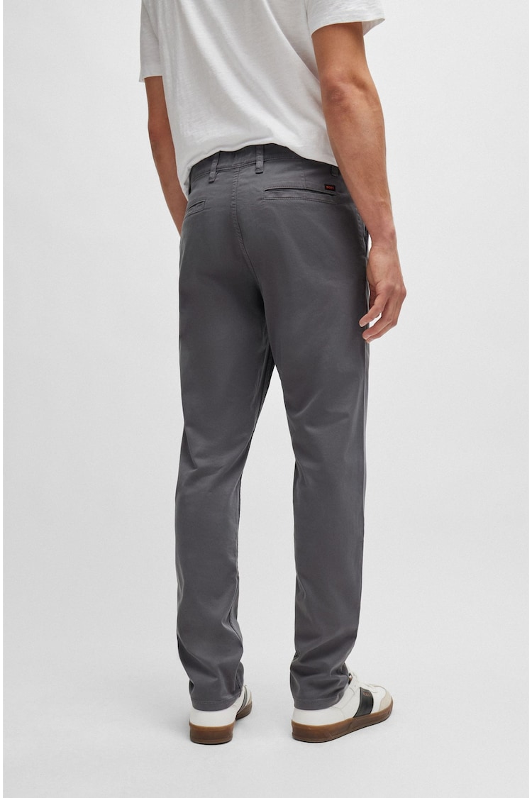 BOSS Grey Tapered Fit Stretch Cotton Satin Chino Trousers - Image 2 of 6