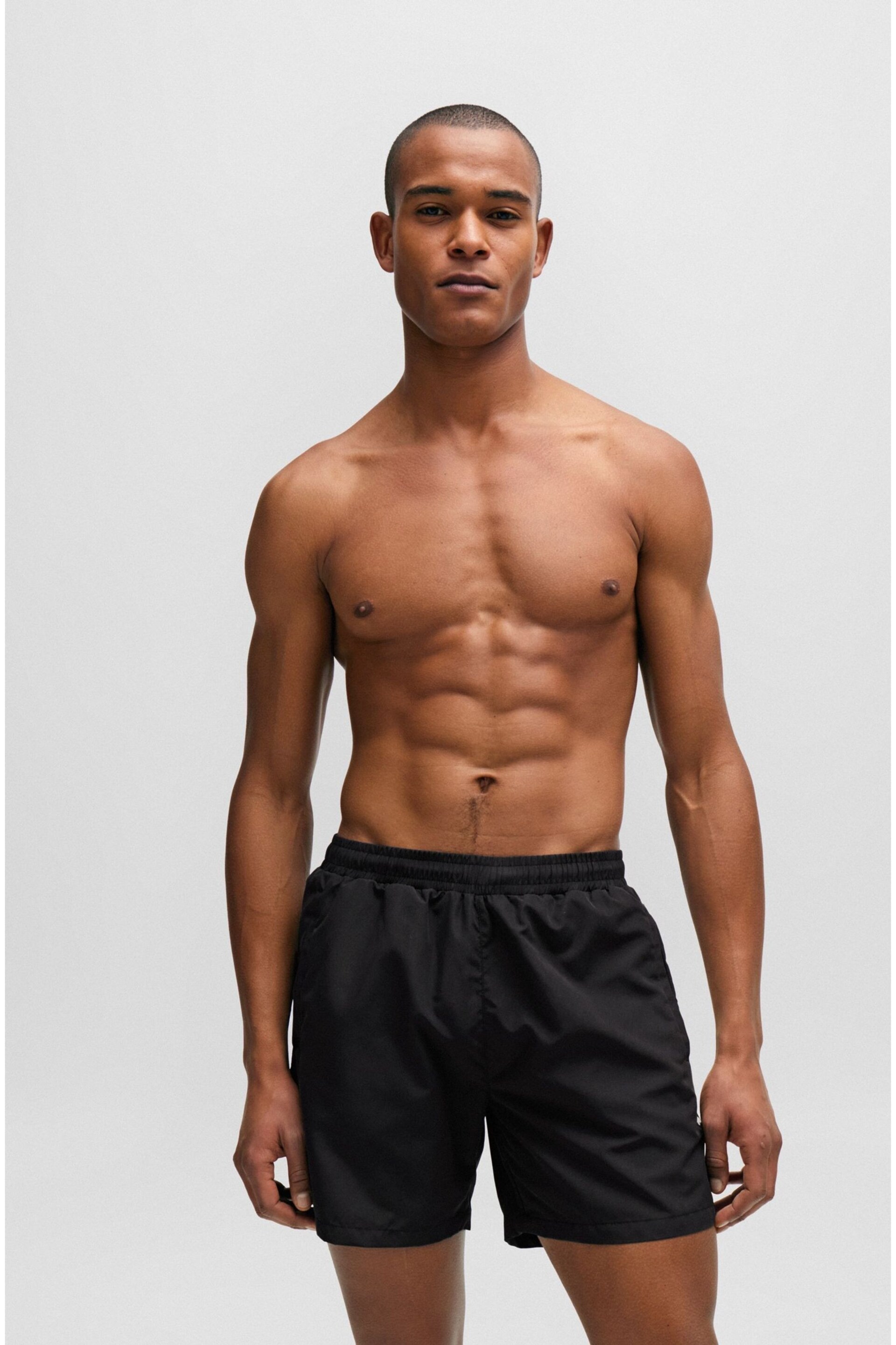 BOSS Black Swim Shorts With Logo And Stripe - Image 1 of 4