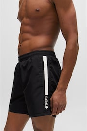 BOSS Black Swim Shorts With Logo And Stripe - Image 3 of 4