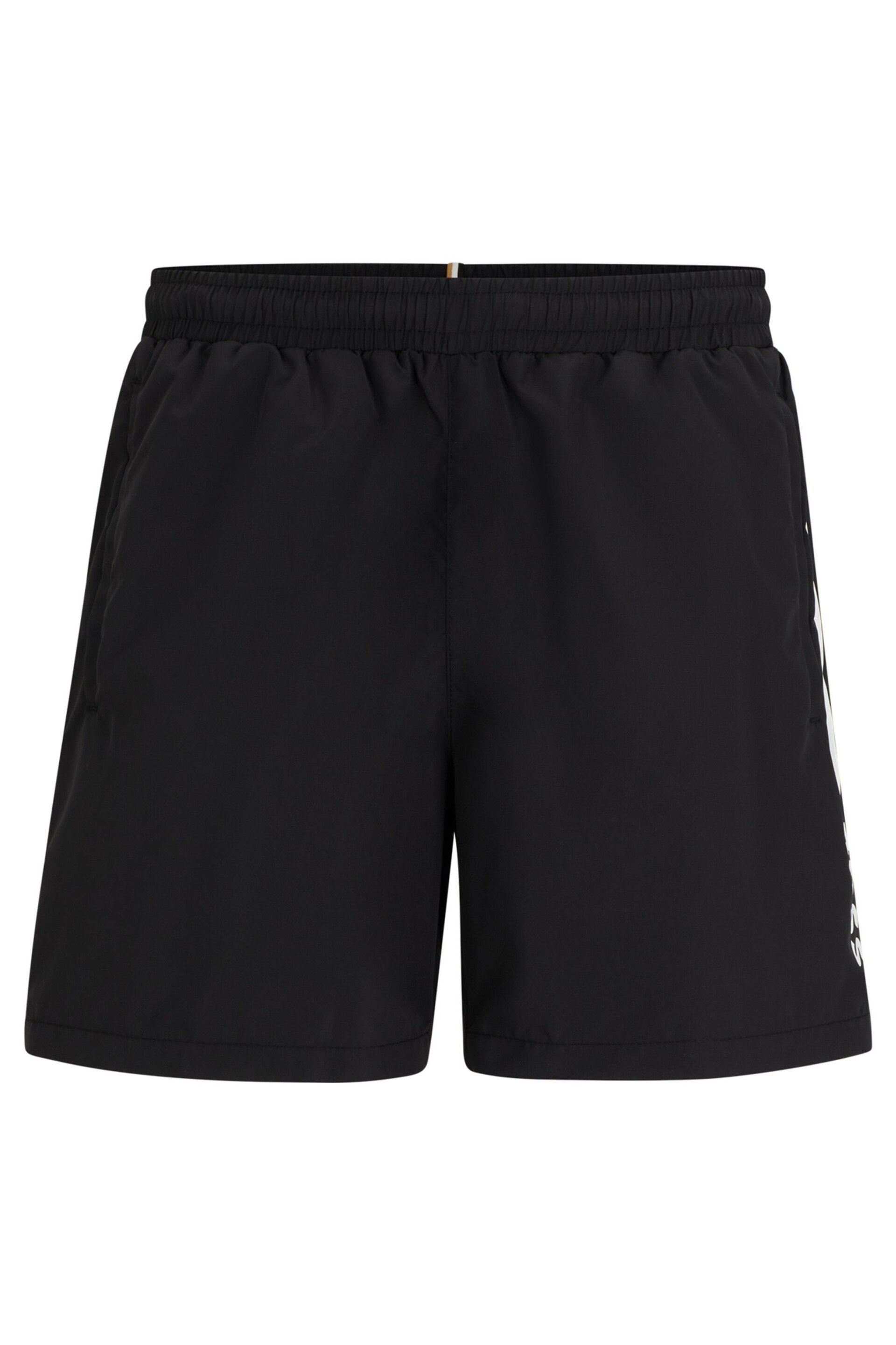 BOSS Black Swim Shorts With Logo And Stripe - Image 4 of 4