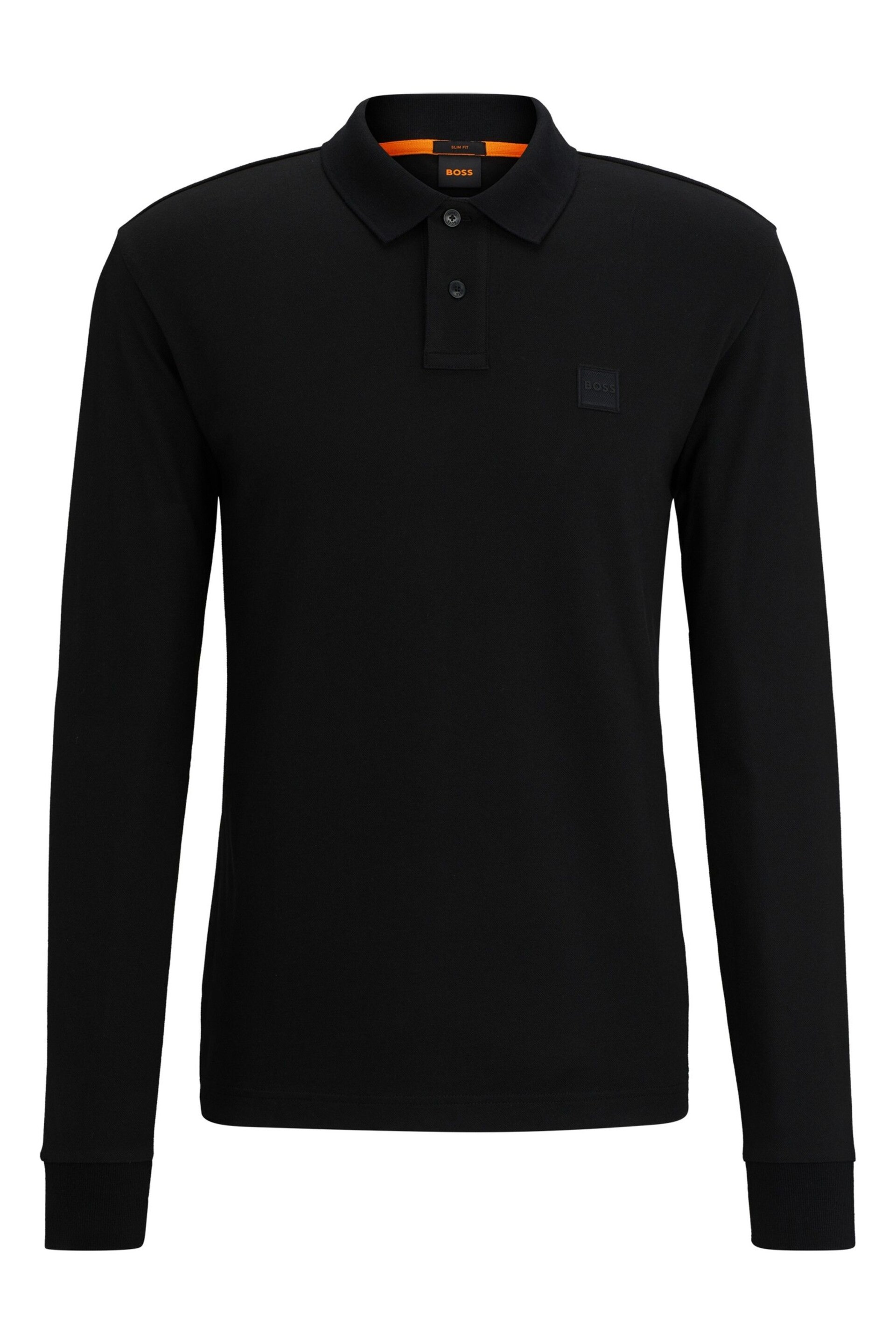 BOSS Black Logo Patch Long Sleeve Polo Shirt - Image 5 of 5