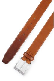 BOSS Brown Squared-Buckle Belt In Italian Leather - Image 2 of 5