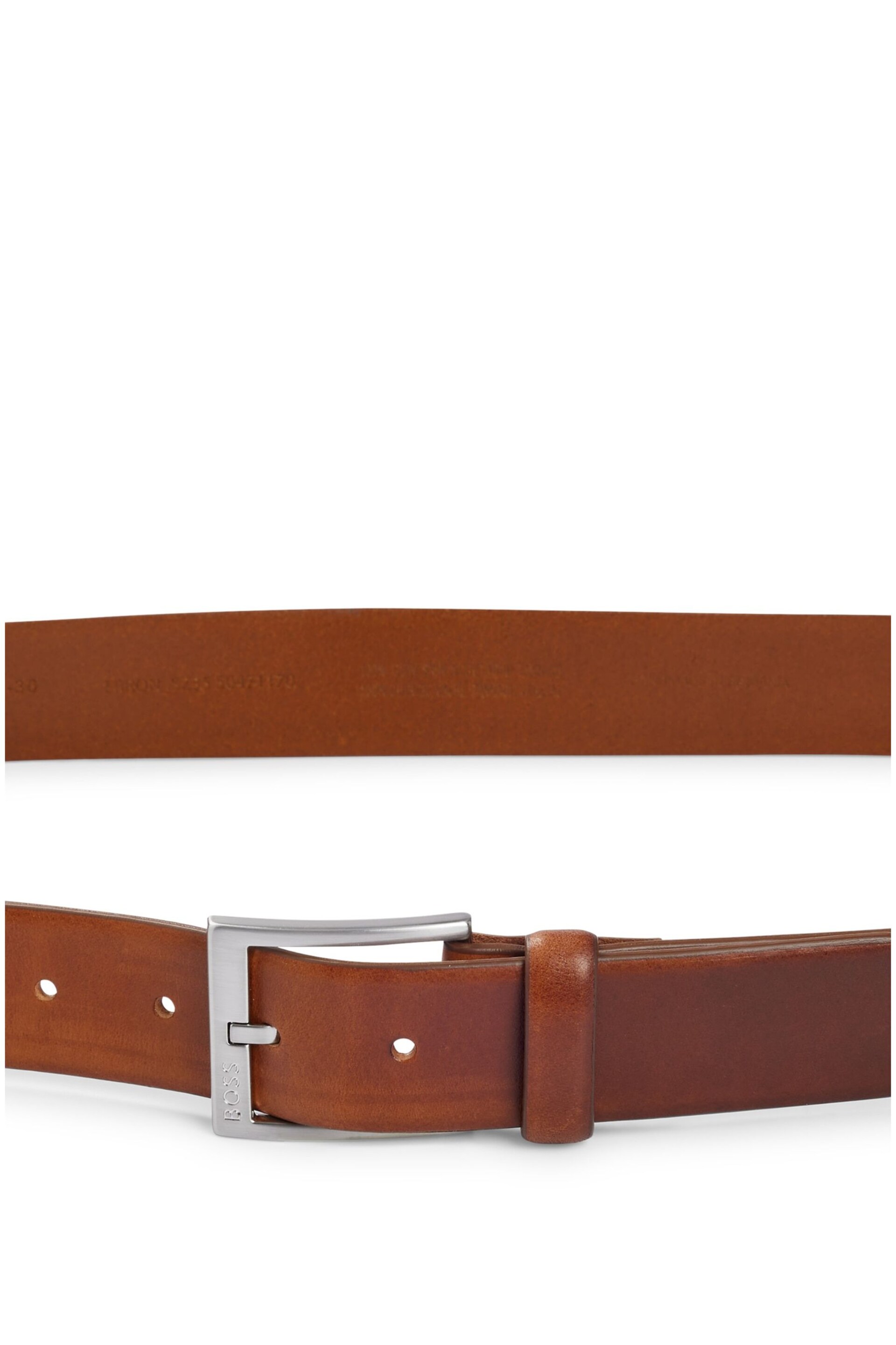 BOSS Brown Squared-Buckle Belt In Italian Leather - Image 3 of 5