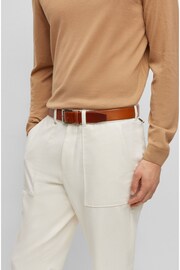 BOSS Brown Squared-Buckle Belt In Italian Leather - Image 5 of 5