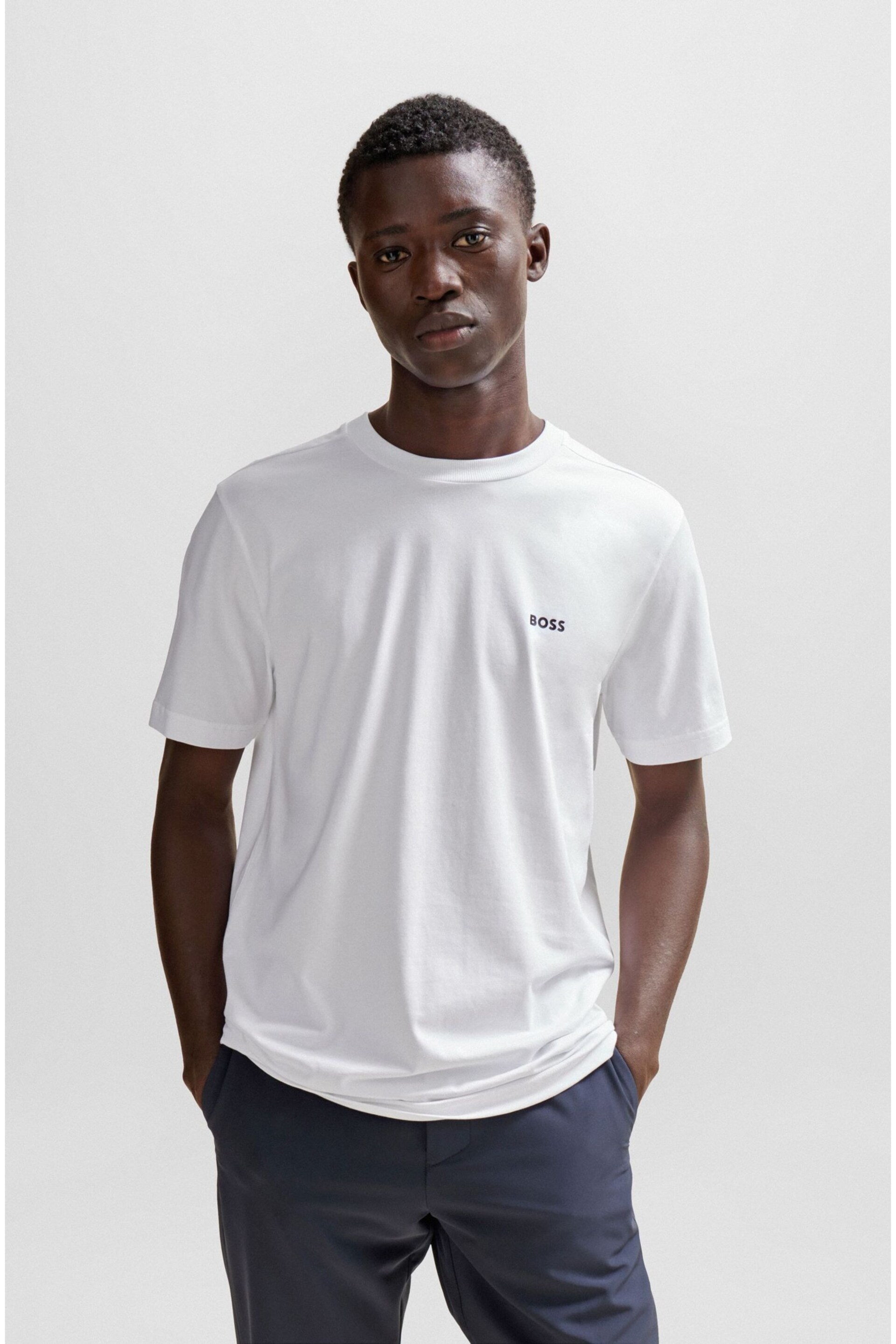 BOSS White Contrast-Logo T-Shirt - Image 1 of 5